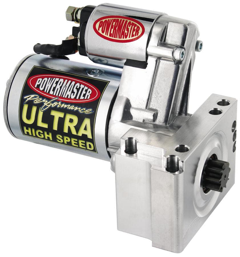 Power Master Ultra Torque High Speed Starter; 168 Tooth Flywheel; 200 ft./lbs. Torque; 15:1 Compression Rate; 3.75:1 Gear Reduction; Staggered Mount; Natural Finish;