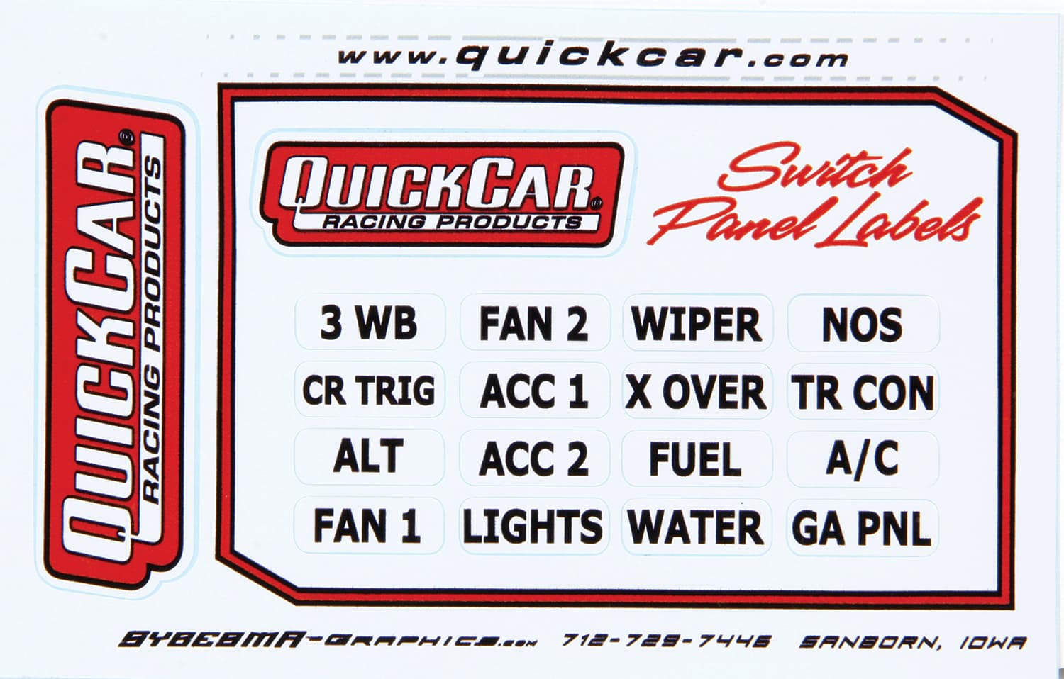 Quickcar Racing Switch Panel Stickers Small Ignition Panels