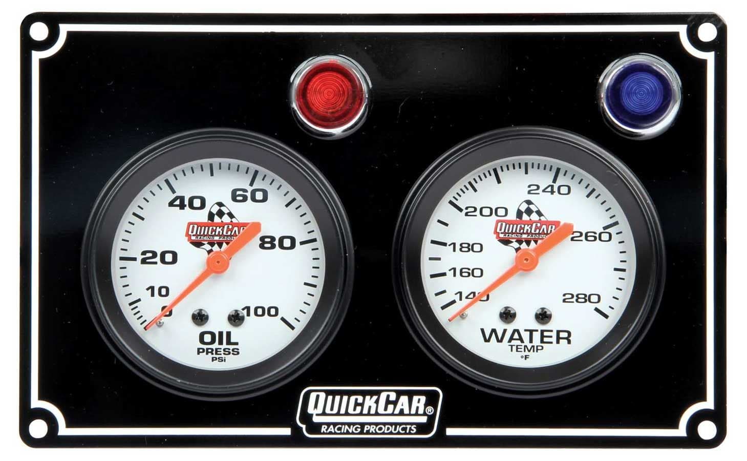 Quickcar Racing Products 2 Gauge Panel OP/WT Black