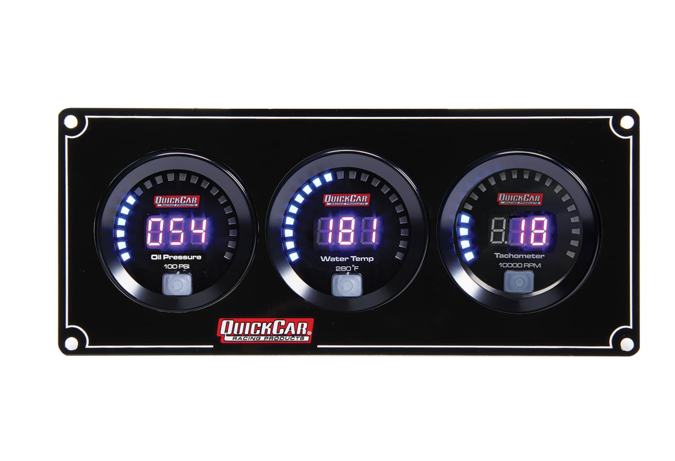 Quickcar Racing Products Digital 2-1 Gauge Panel OP/WT w/Tach