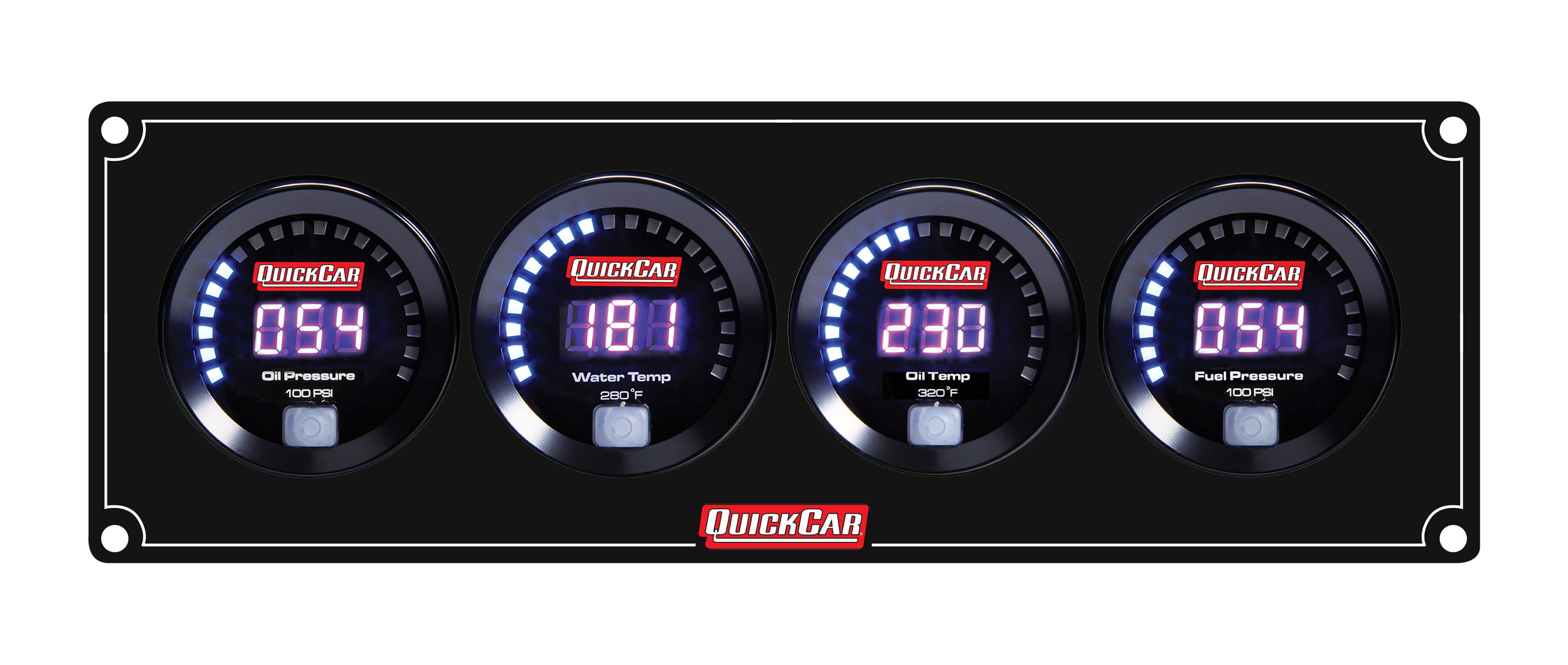Quickcar Racing Digital 4 Gauge Panel OP/WT/OT/FP100