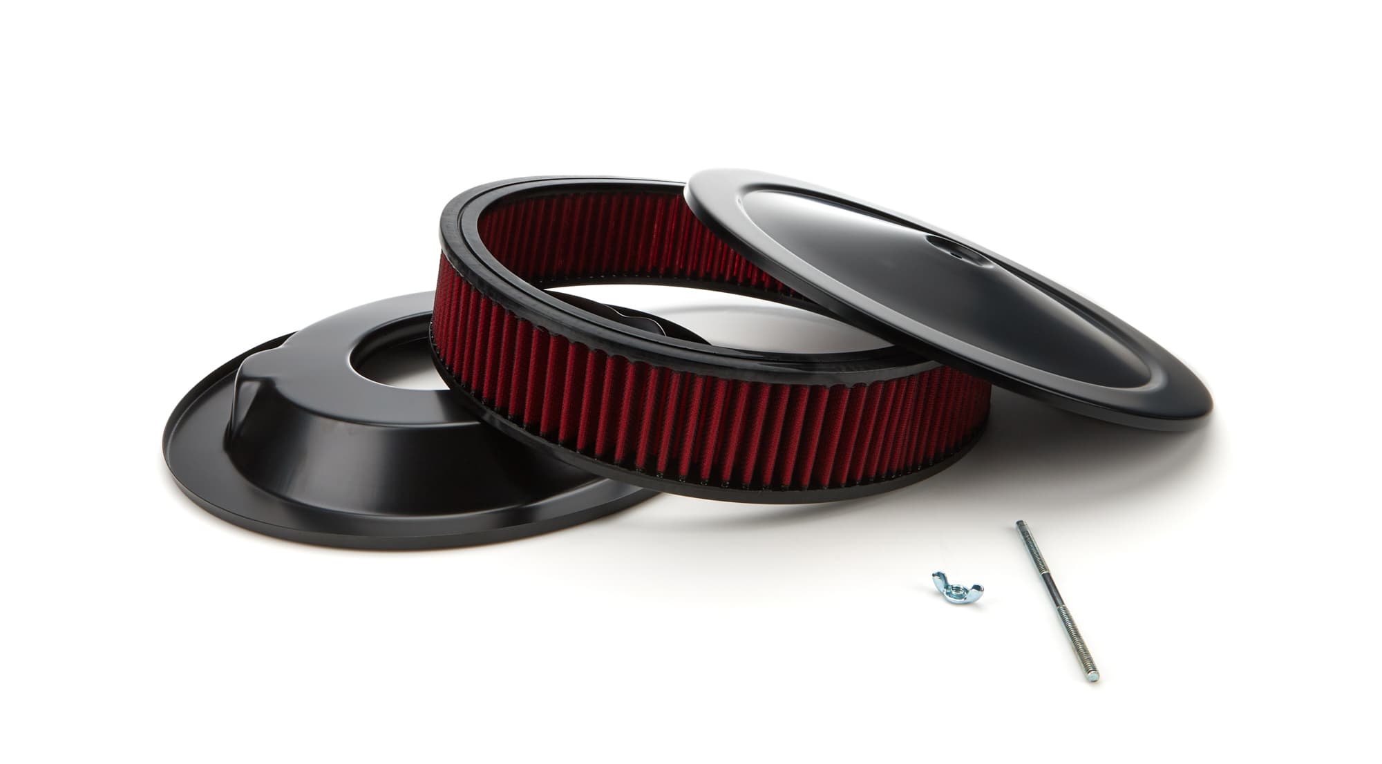 Racing Power Company 14in X 3in Muscle Style Air Cleaner Black/Red