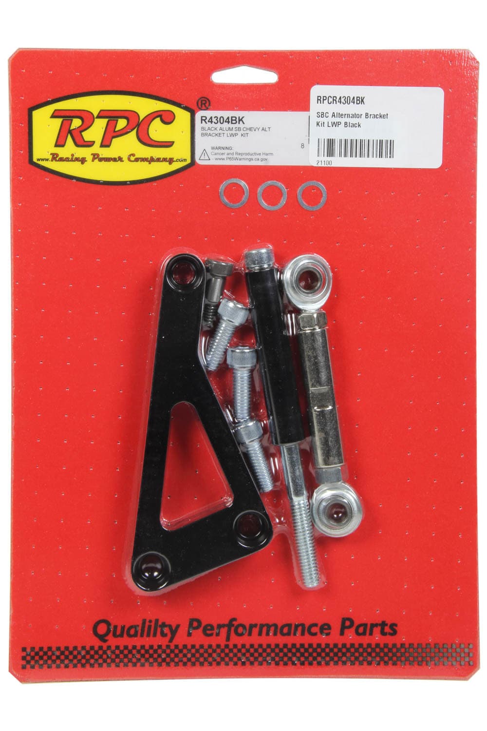Racing Power Company SBC Alternator Bracket Kit LWP Black