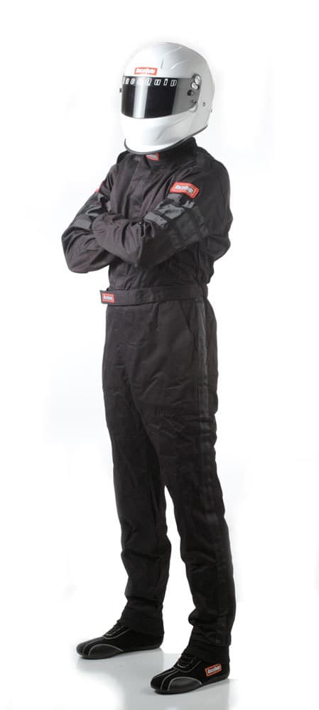 ONE PIECE SINGLE LAYER RACING DRIVER FIRE SUIT; SFI 3.2A/ 1 ; BLACK LARGE