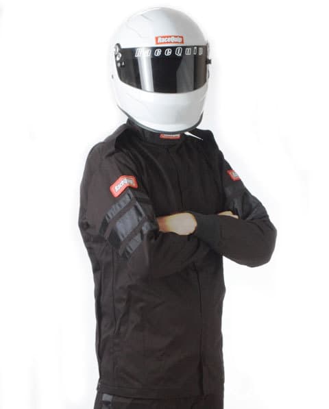 SINGLE LAYER RACING DRIVER FIRE SUIT JACKET; SFI 3.2A/ 1 ; BLACK LARGE