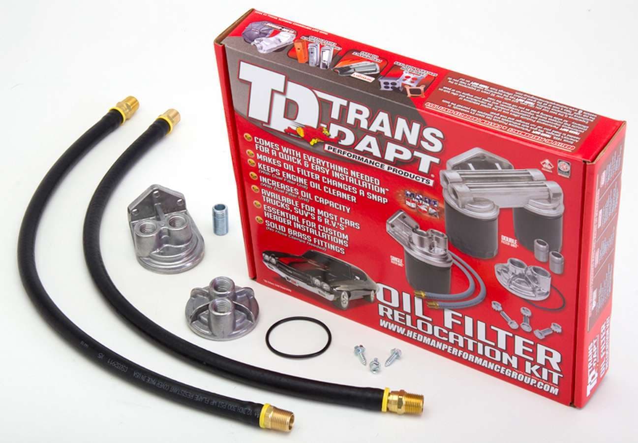Trans-Dapt Performance SINGLE REMOTE OIL FILTER SYSTEM; 21/2 IN. ID; 23/4 IN. OD FLANGE; 20MMX1.5195964 PONTIAC ENGINES