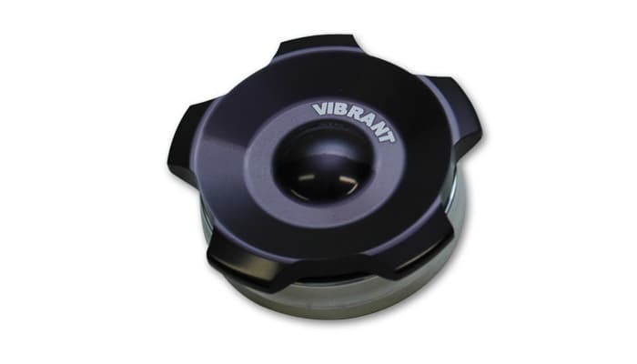 Vibrant Performance Oil Tank Weld Bung w/Cap; 2 in. Weld Bung OD; Black Anodized; 6061 Billet Aluminum;