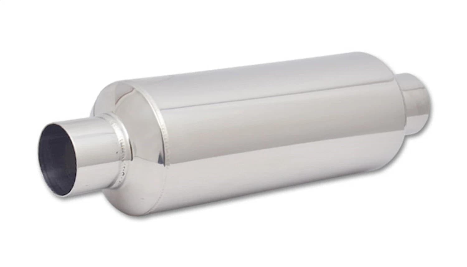 Vibrant Performance Large Diameter Bottle Style Resonator; 2.5 in. Inlet/Outlet ID; 5 in. Body OD; 18 in. Overall Length; 14 in. Body Length;