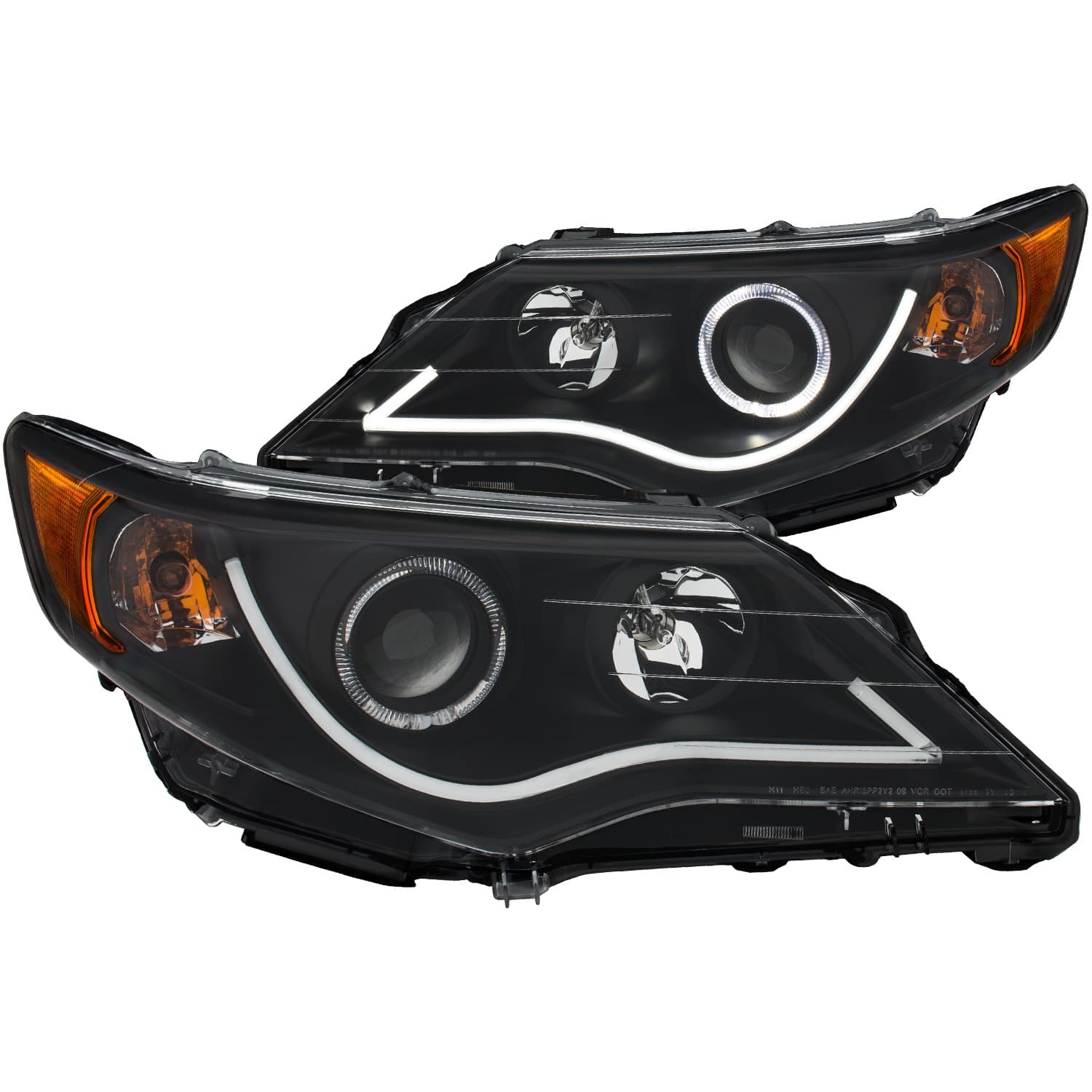 ANZO USA Projector Headlight Set w/Halo; Clear Lens; Black Housing; Pair;