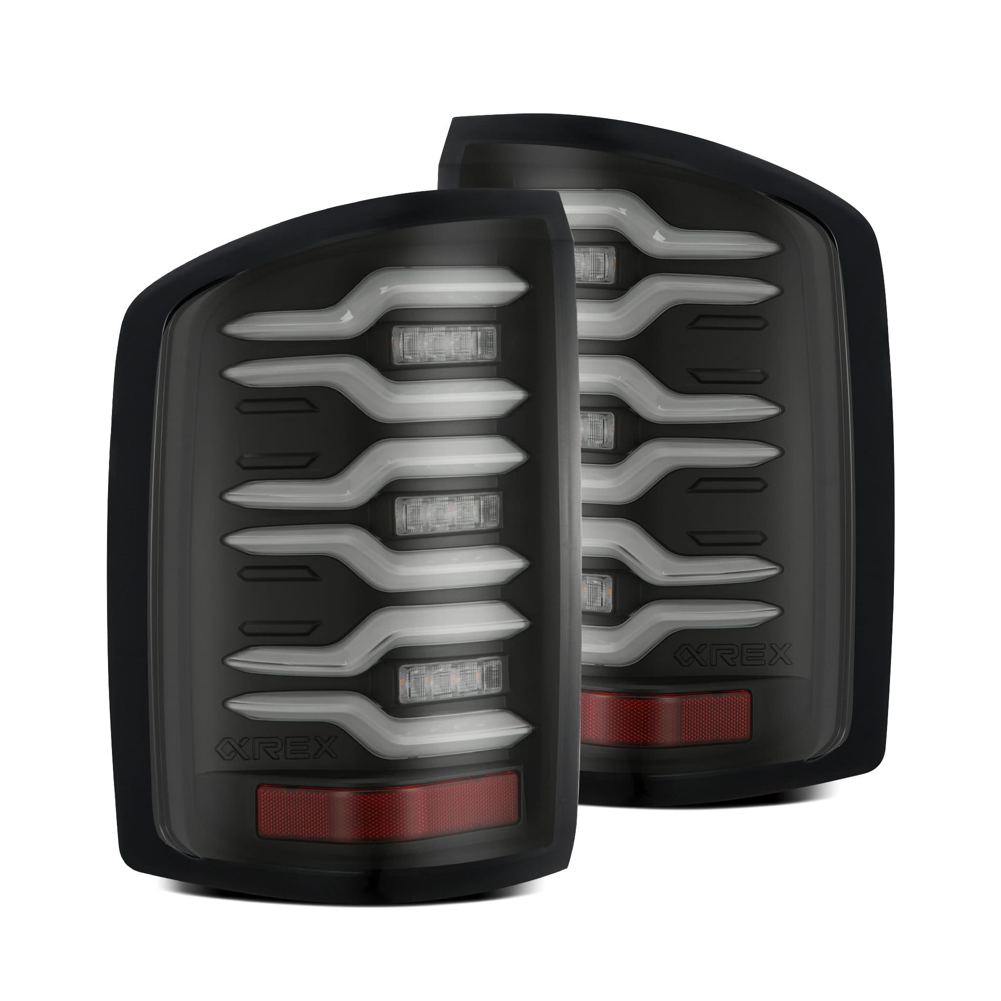 AlphaRex 1418 SIERRA 1500/2500/3500HD LUXX LED TAIL LIGHTS BLACK W/ACTIVATION LIGHT & SEQUENTIAL SIGNAL