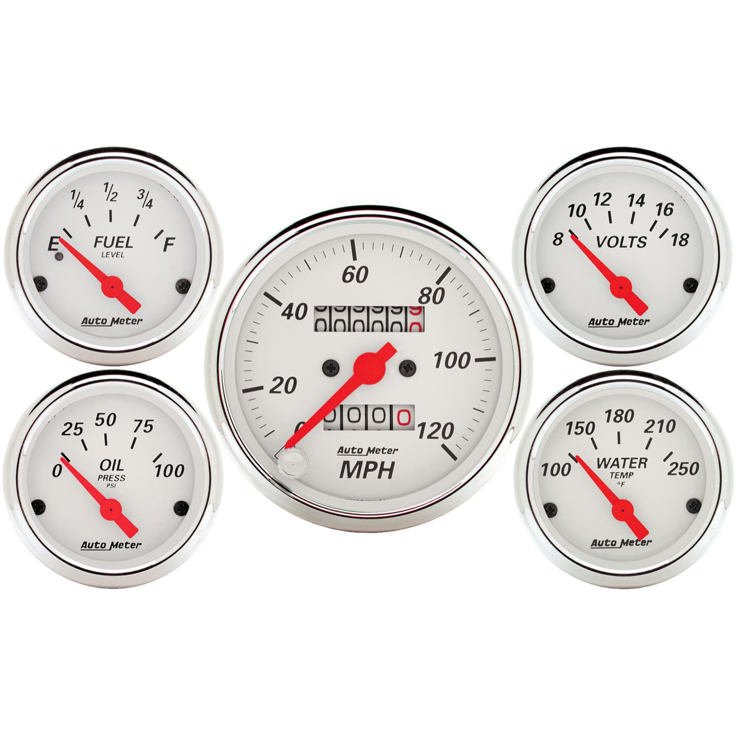 AutoMeter 5 PC. GAUGE KIT, 3-1/8 in. & 2-1/16 in. , MECH. SPEEDOMETER, ARCTIC WHITE