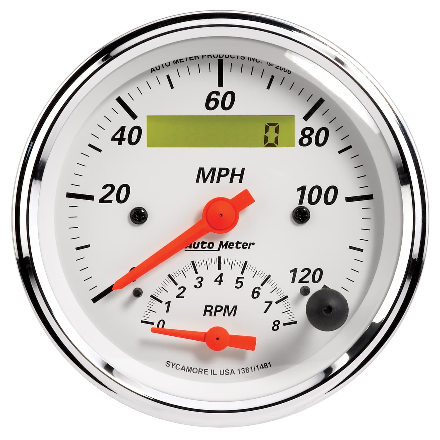 3-3/8 in. TACHOMETER/SPEEDOMETER COMBO, 8K RPM/120 MPH, ARCTIC WHITE product image