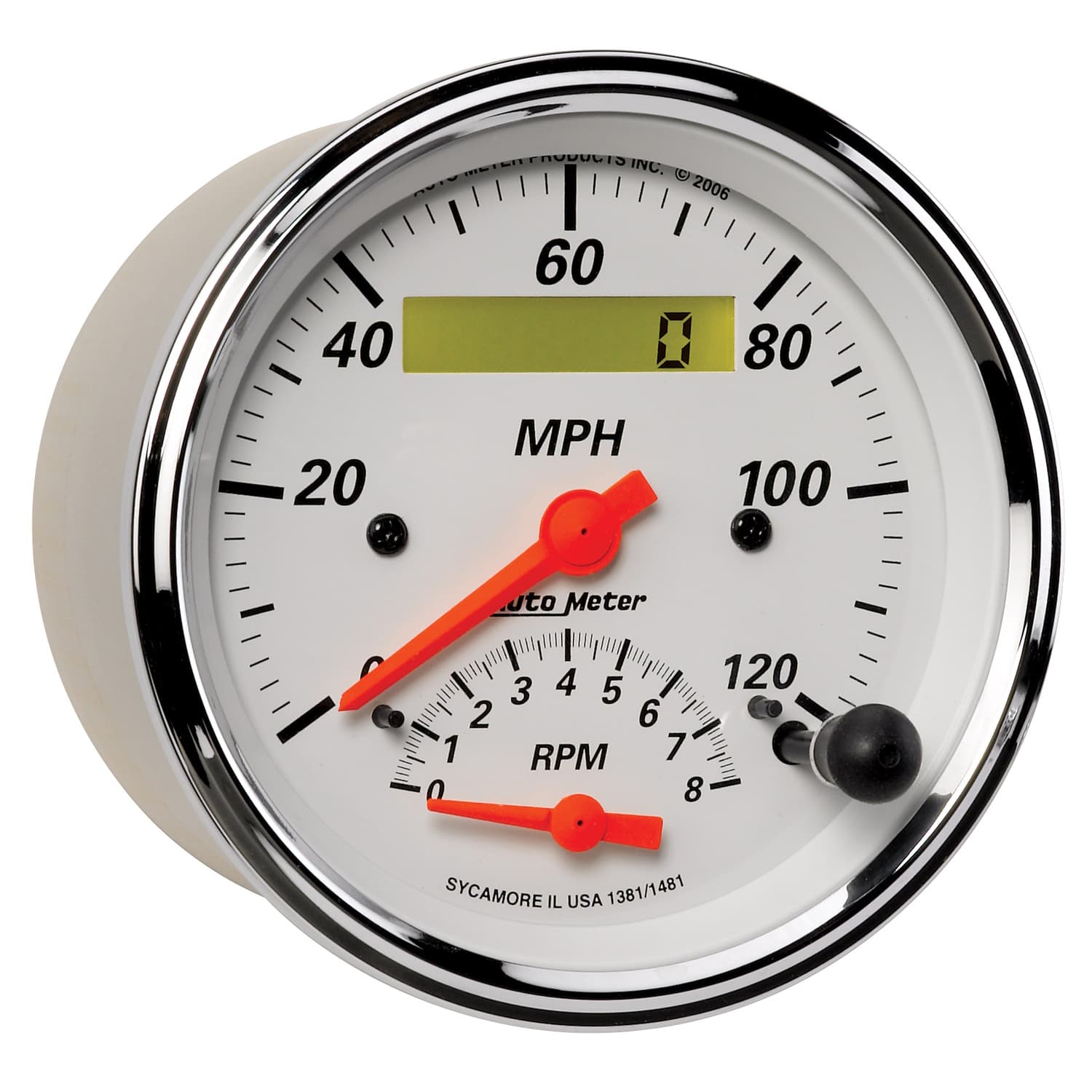 3-3/8 in. TACHOMETER/SPEEDOMETER COMBO, 8K RPM/120 MPH, ARCTIC WHITE product image