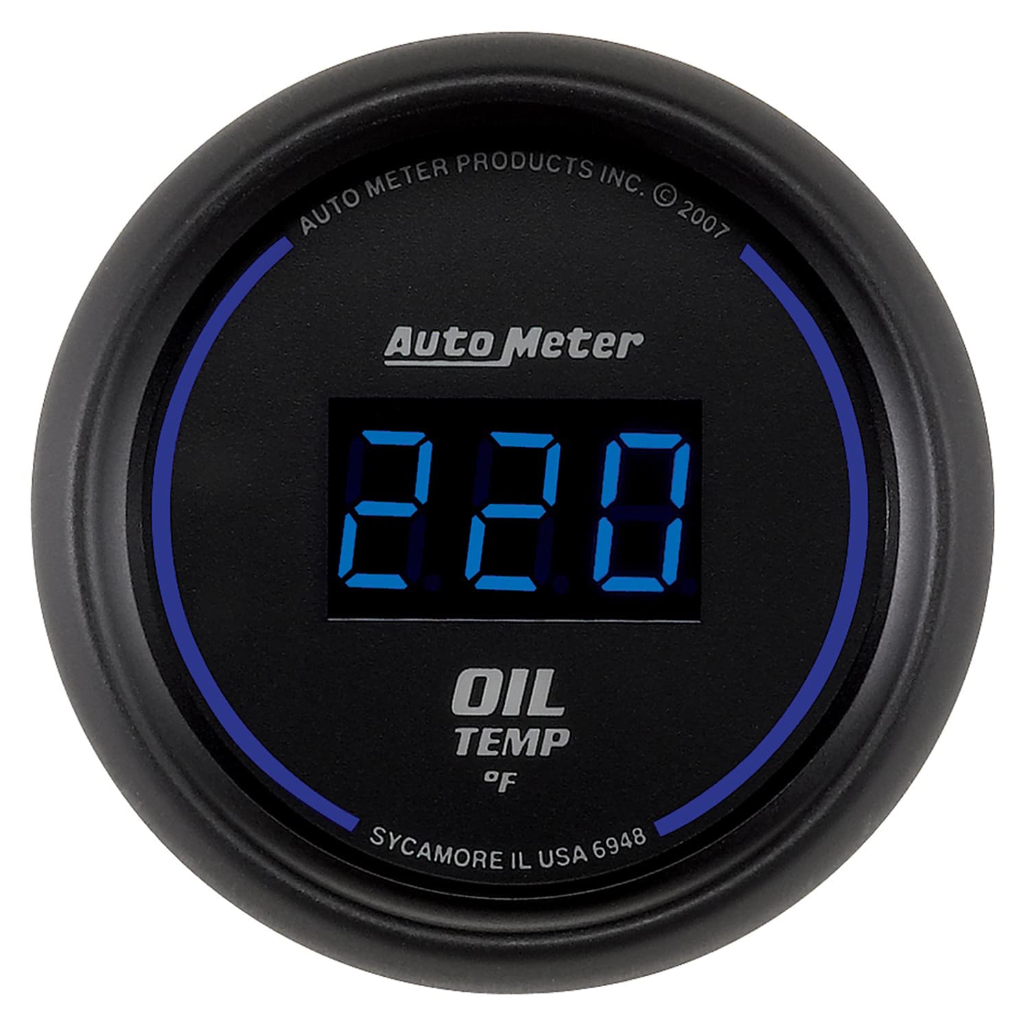 Gauge, Oil Temp, 2 1/16", 340?F, Digital, Black Dial w/ Blue LED product image