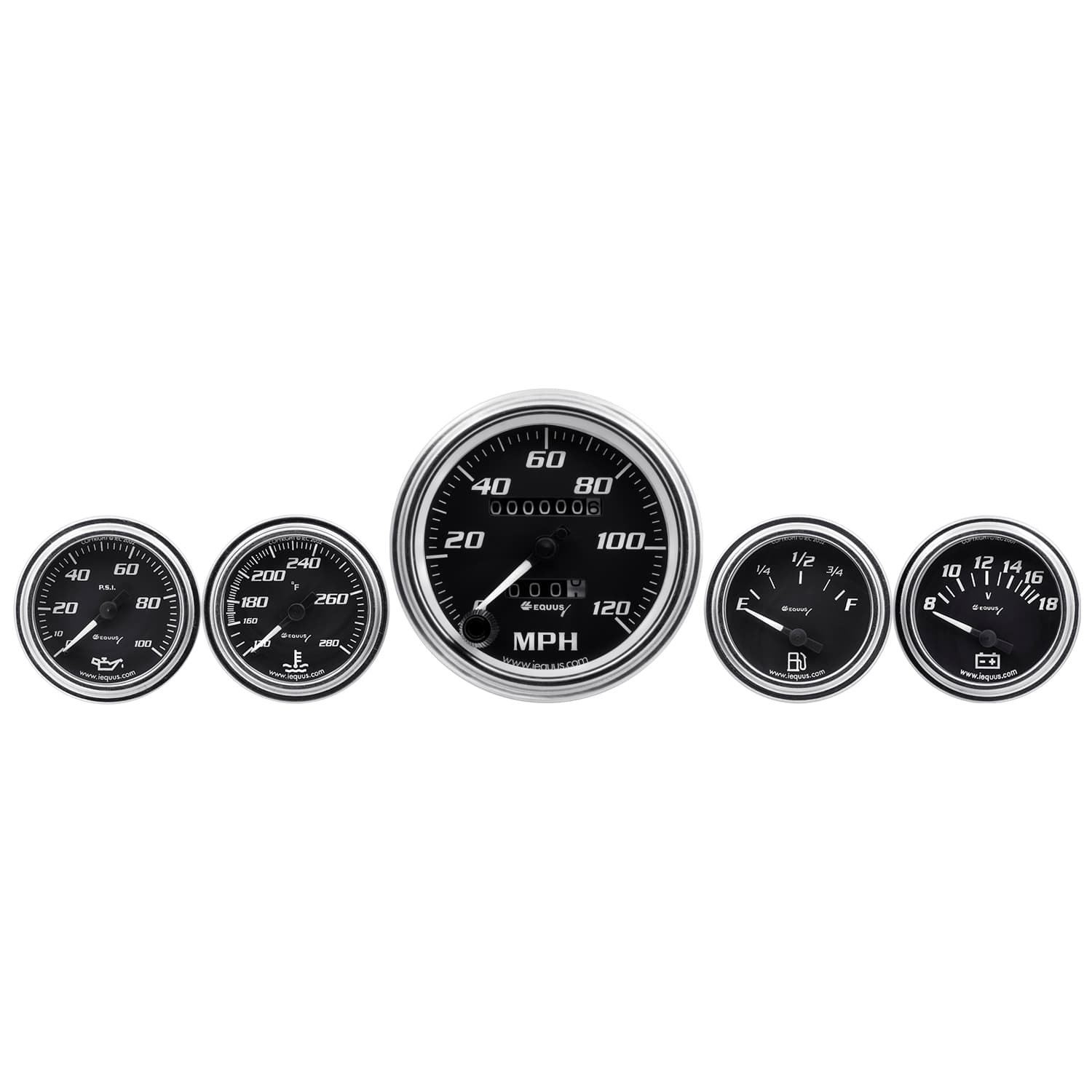 5-Piece Gauge Set Black Face/Chrome Bezel product image