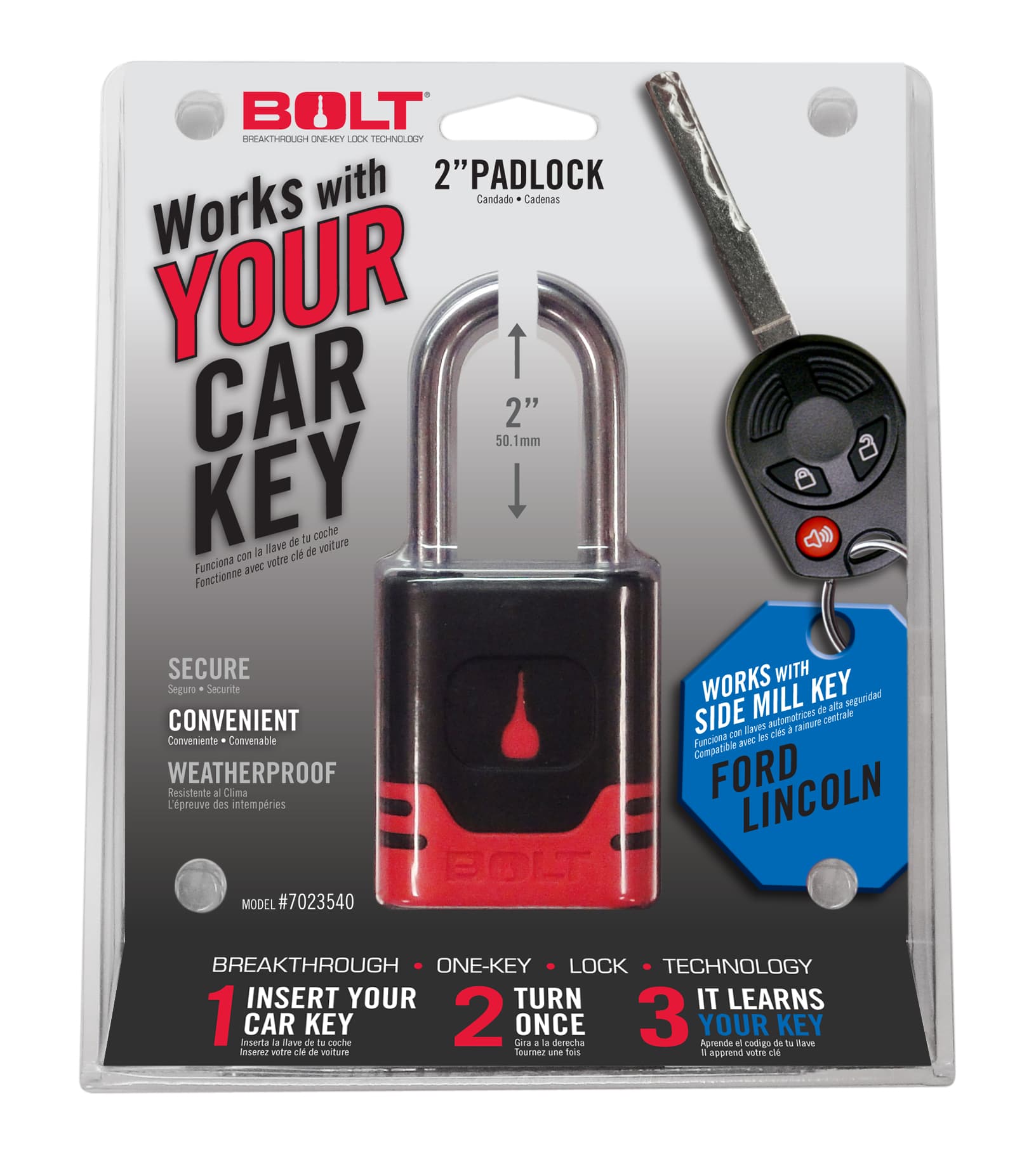 BOLT (CLAMSHELL)1517 F150/1617 F250/F350/13C TRANSIT/CONNECT W/SIDE CUT KEY PADLOCK