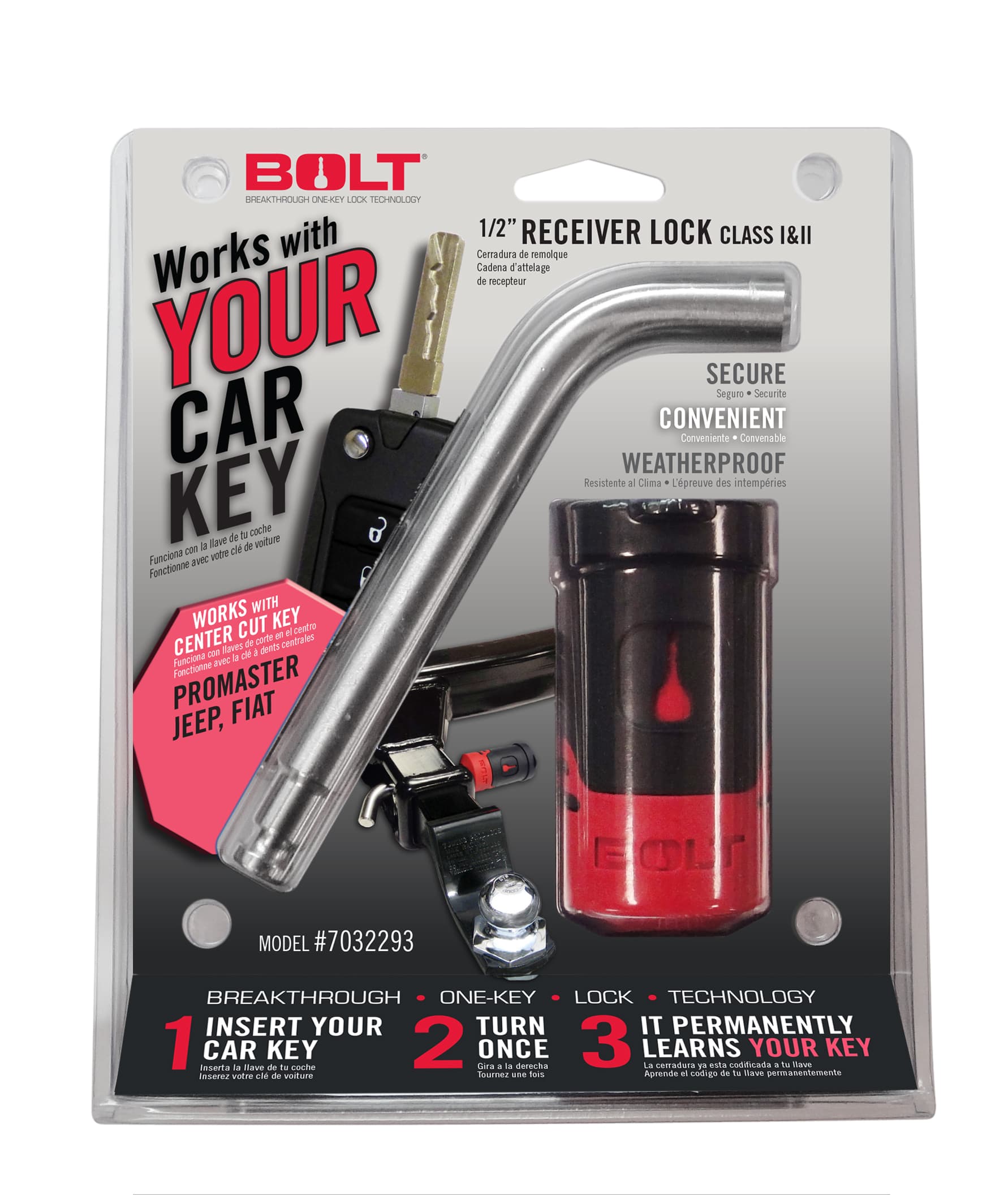 BOLT ALL JEEP CENTER CUT INCLUDES JL 1/2IN RECEIVER LOCK