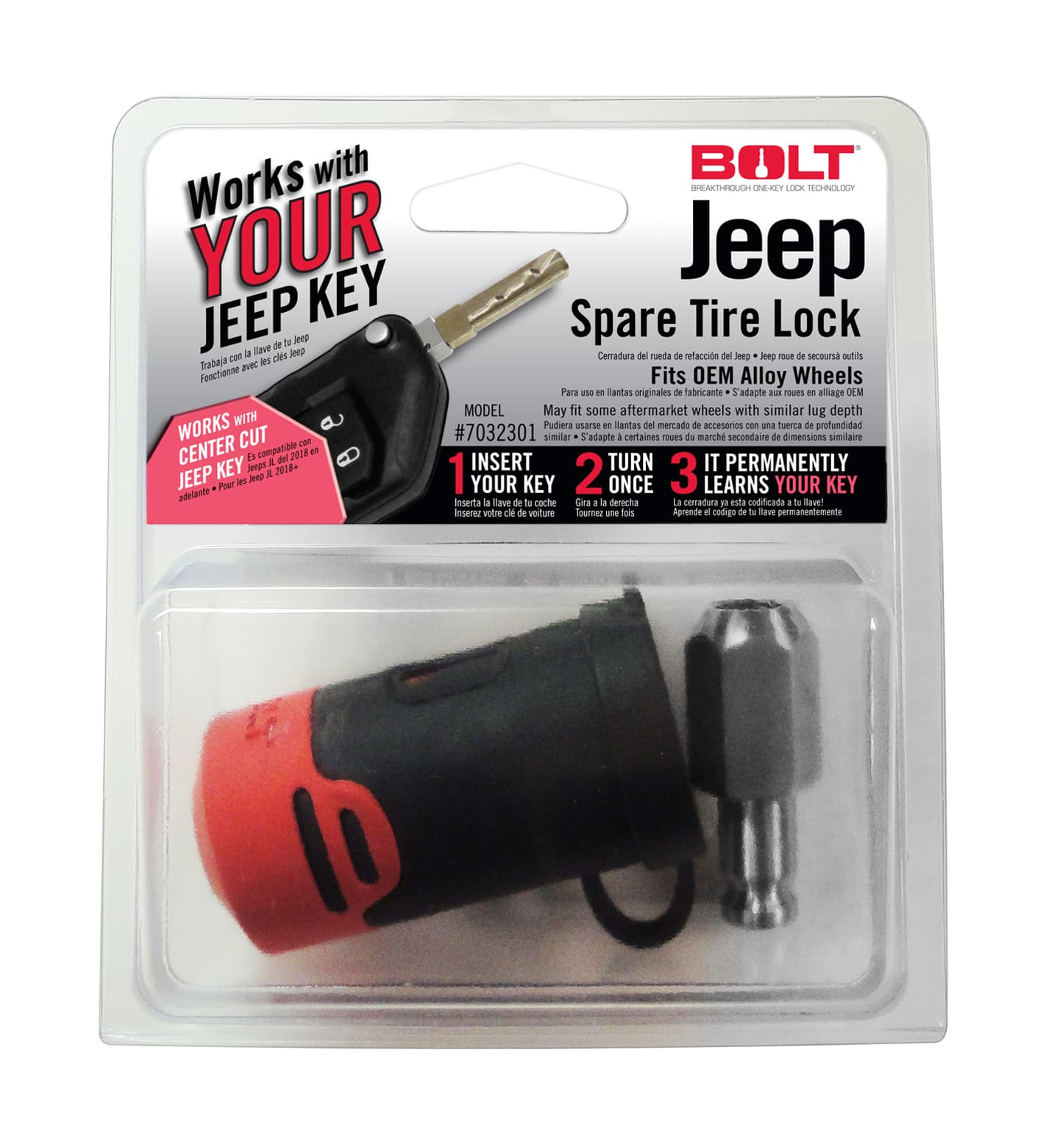 BOLT 2018C JEEP WRANGLER JL/JT SPARE TIRE LOCK