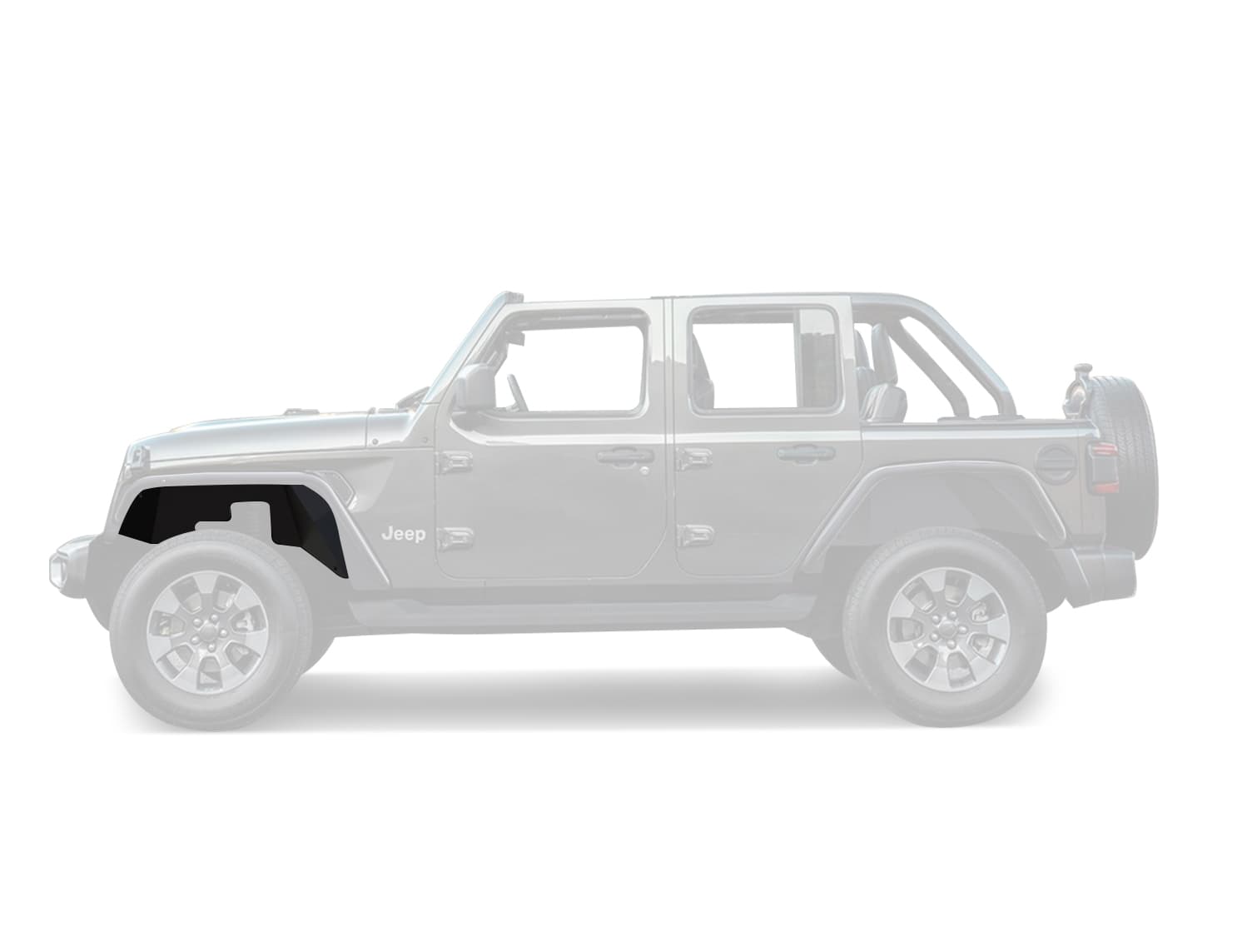 Black Horse Off Road Front Inner Fender Flares Liners Matte Black Steel TFFJL4F product image