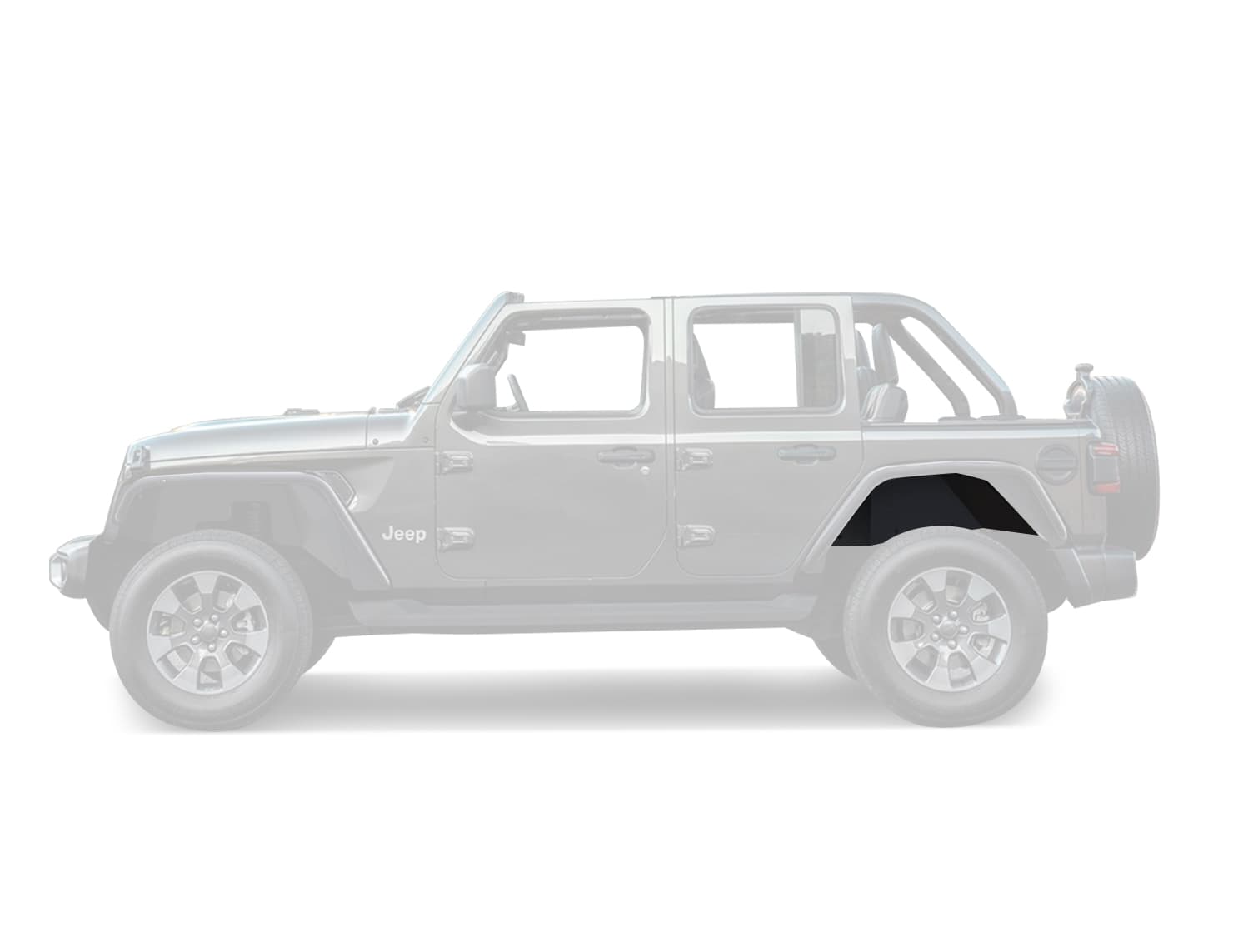 Black Horse Off Road Black Horse Off Road Rear Inner Fender Flares Liners Matte Black Steel TFFJL4R