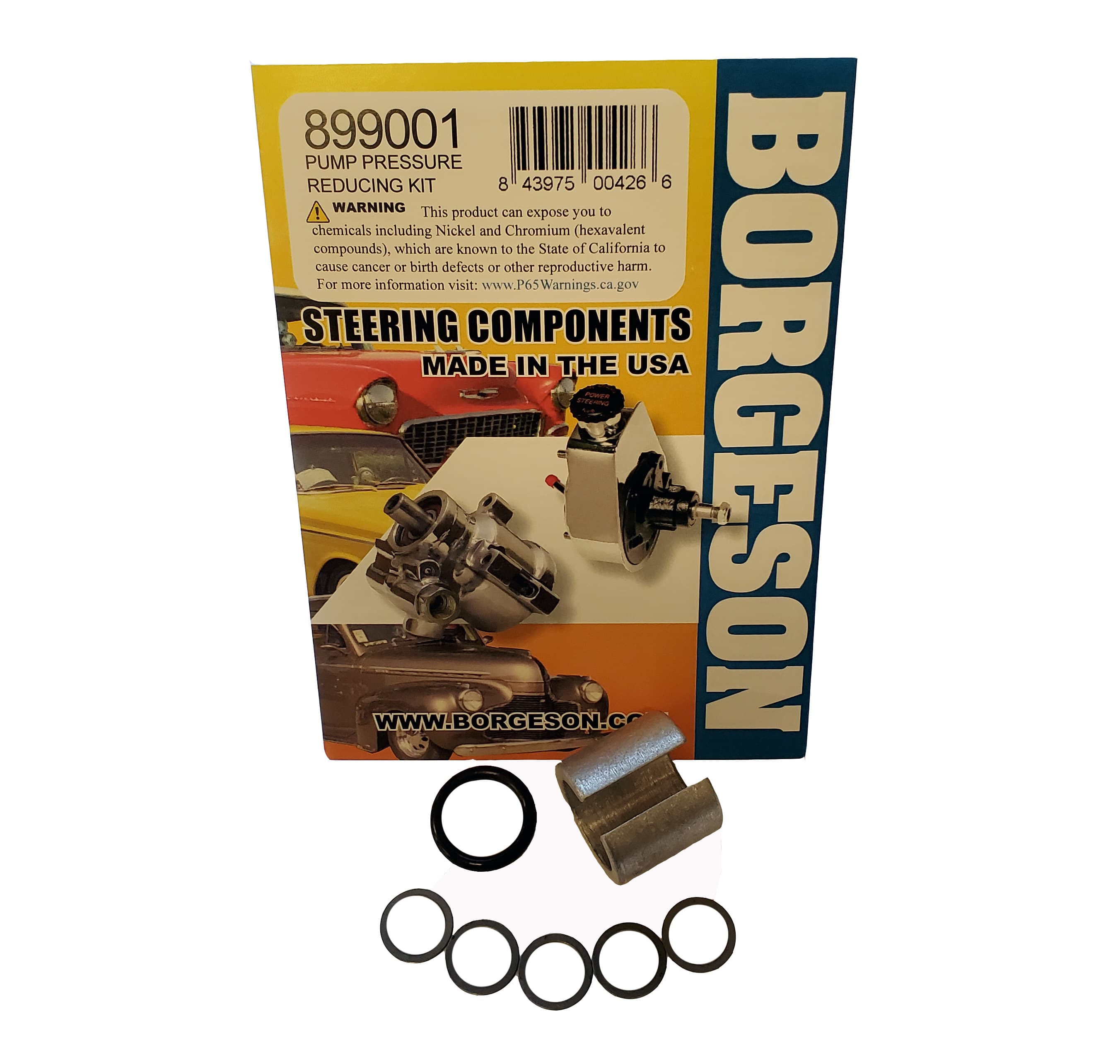 Borgeson - Pump Pressure Kit - P/N: 899001 - Pressure reducing kit for reducing the operating pressure of Saginaw power steering pumps. product image