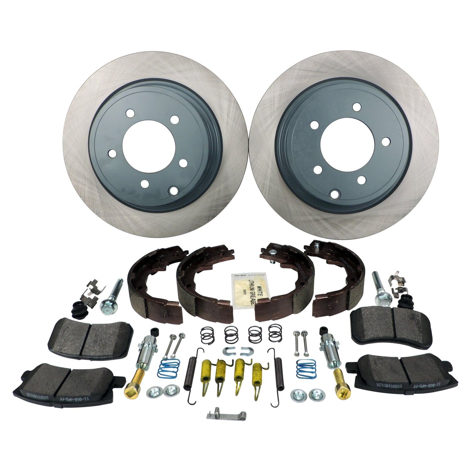 Crown Automotive Jeep Replacement Disc Brake Service Kit; Incl. Existing Hardware; Steel; Semi-Metallic; Rubber; Rear; Left /Right;