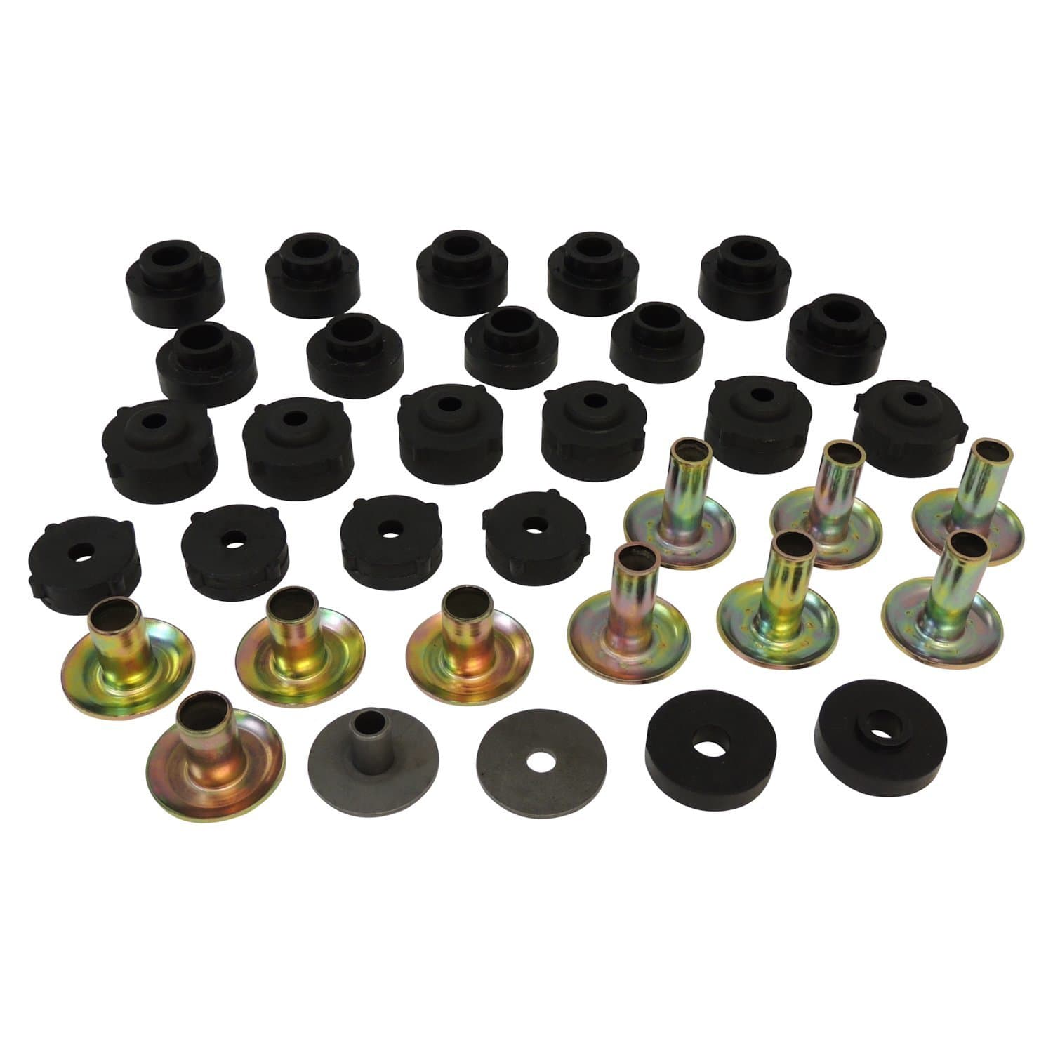 Crown Automotive Jeep Replacement Body Mounting Kit; Incl. Mount Bushings/Retainers/Washer/Bushings; w/Steel Body;