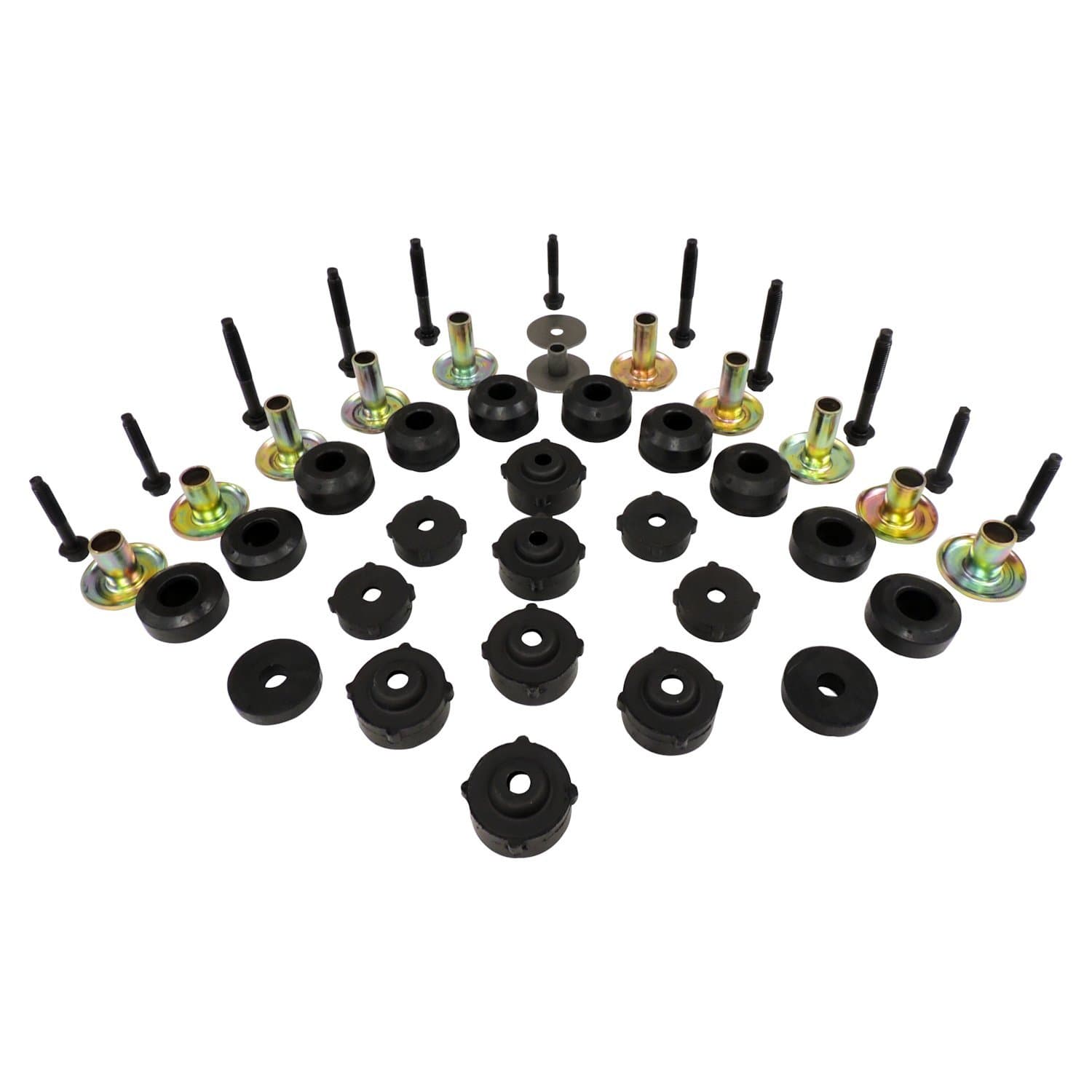 Crown Automotive Jeep Replacement Body Mount Master Kit; Incl. Upper/Lower Grille Mount Bushings; Retainers; Washer; Bushings; Bolts; w/Steel Body;