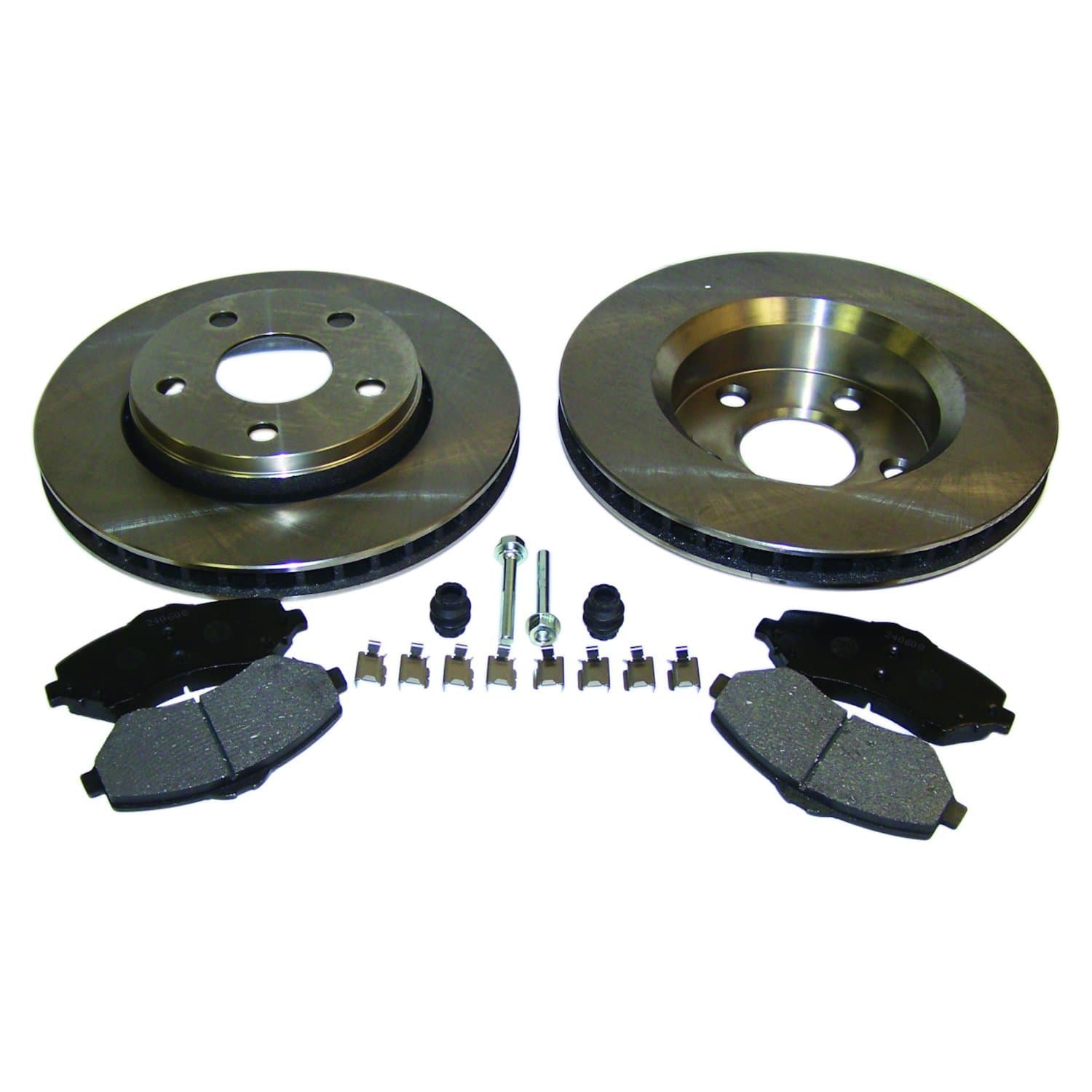 Crown Automotive Jeep Replacement 2007-2011 Wrangler JK w/ Model 30/184 Front Axle; Kit includes: 2 Brake Rotors 1 Pad Set and all necessary hardware; Front.