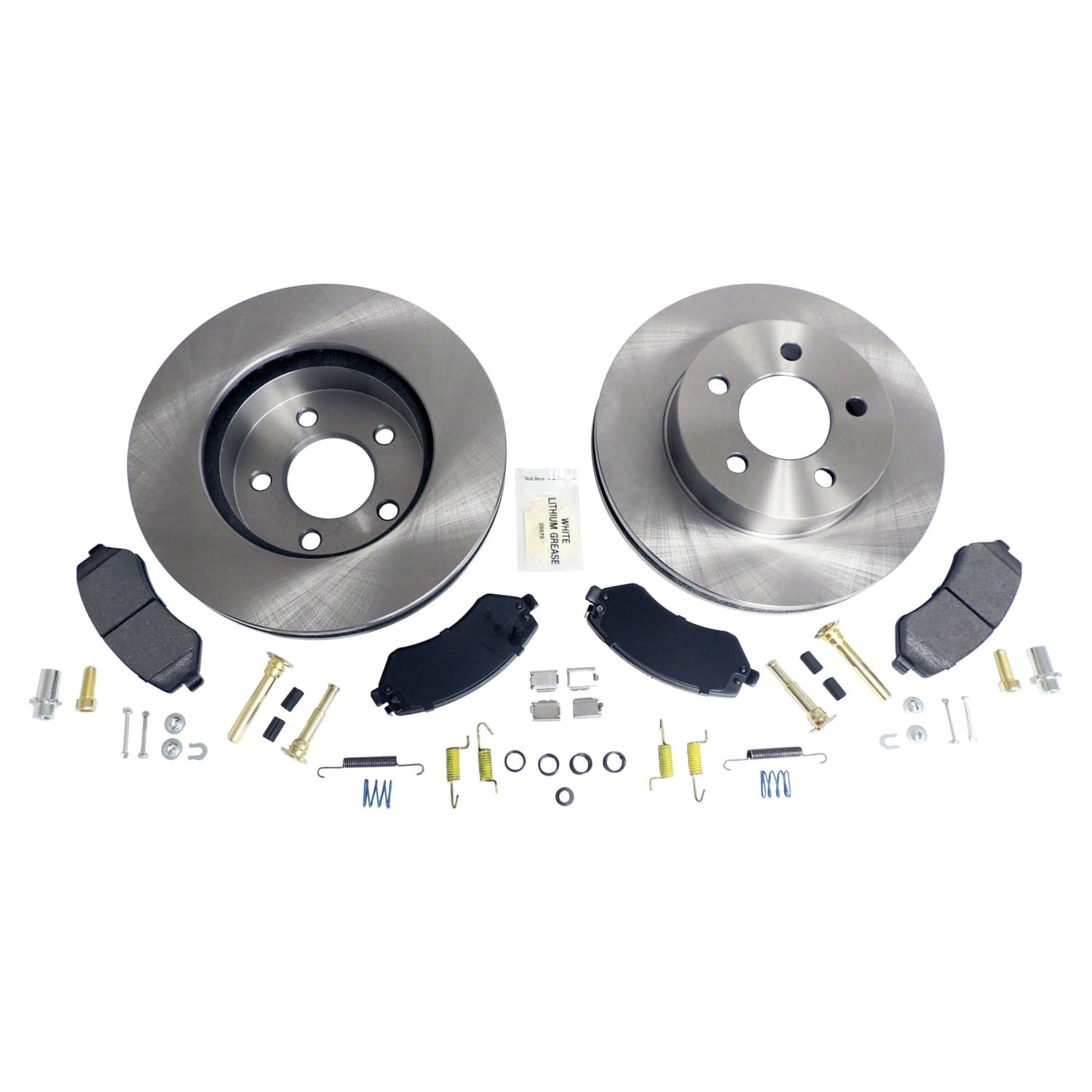 Crown Automotive Jeep Replacement Disc Brake Service Kit; Front; Includes Pad Set; Rotors and Hardware;