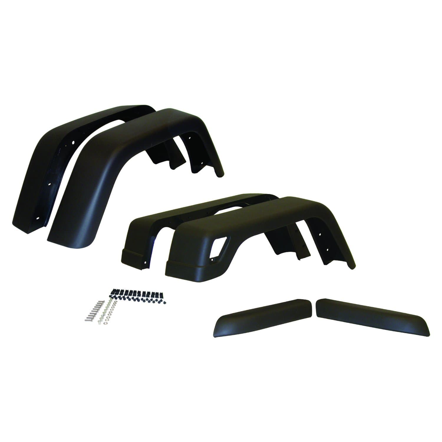 Crown Automotive Jeep Replacement Fender Flare Kit; 6 Piece; 7 in. Wide; Flat Black;