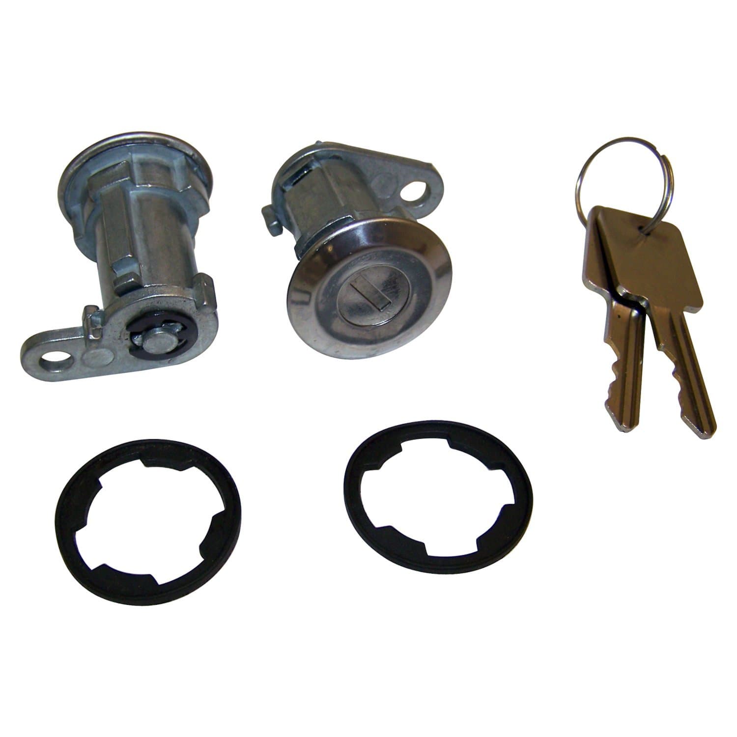 Crown Automotive Jeep Replacement 1984-1990 Cherokee XJ Chrome; Includes 2 cylinders and keys 1976-1983 CJ-5 CJ Includes 2 cylinders and keys 1976-1984 CJ-7 CJ Includes 2 cylinders and keys 1981-1984 CJ-8 CJ Includes 2 cylinders and keys 1987-1990 Wrangler YJ w/ Full Doors; Chrome; In