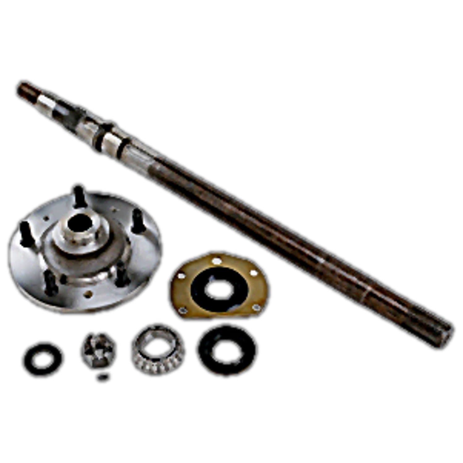 1976-1983 CJ-5 CJ Left (Driver Side); Includes: Axle Shaft (26-1/4in long) Hub Bearing Seals Nut Washers Key & Instruction Sheet 1976-1981 CJ-7 CJ Left (Driver Side); Includes: Axle Shaft (26-1/4in long) Hub Bearing Seals Nut Washers Key & product image