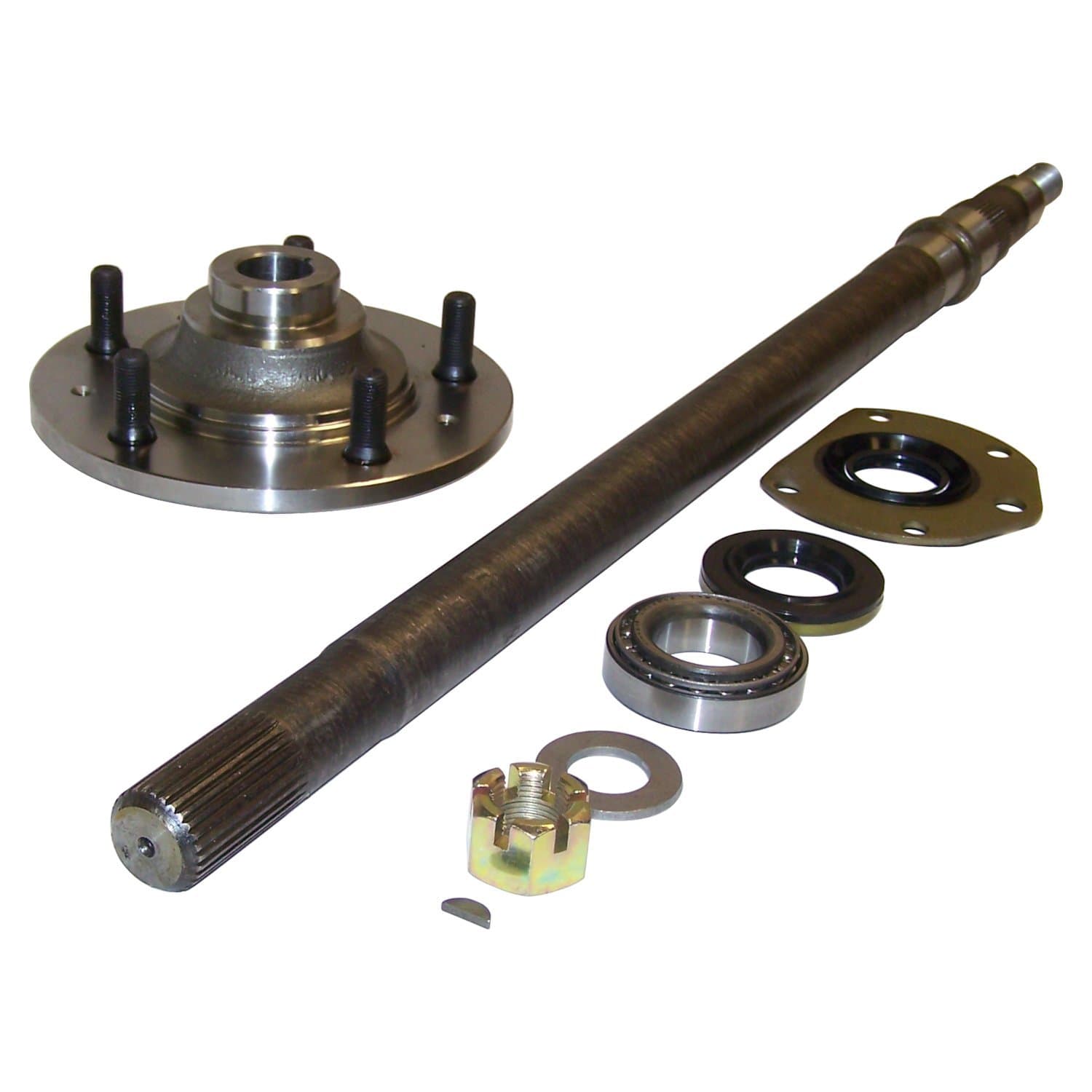 Crown Automotive Jeep Replacement 1982-1986 CJ-7 CJ Left (Driver Side); Includes Axle Shaft (28-9/16in long) Hub Bearing Seals Nut Washers Key & Instruction Sheet 1982-1986 CJ-8 CJ Left (Driver Side); Includes Axle Shaft (28-9/16in long) Hub Bearing Seals Nut Washers Key &