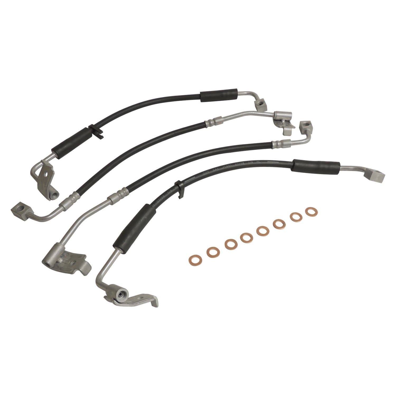 Crown Automotive Jeep Replacement BLACKSILVERCOPPER BRAKE HOSE KIT INCLUDES LEFT AND RIGHT FRONT AND REAR BRAKE HOSES AND 8 BRAKE HOSE WASHERS