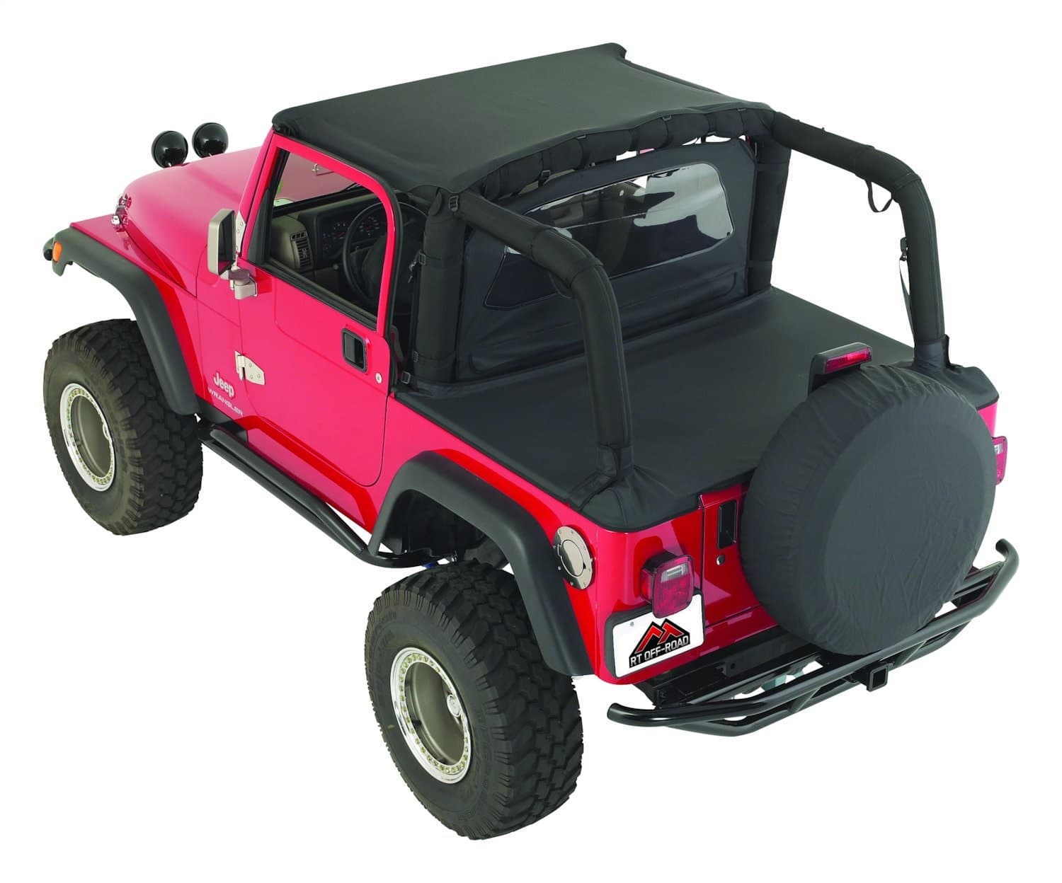 Crown Automotive Jeep Replacement 1987-1991 Wrangler YJ Black Denim; This economy kit includes one Beach Topper one Windbreaker and one Tonneau Cover. Tire Cover is not included.