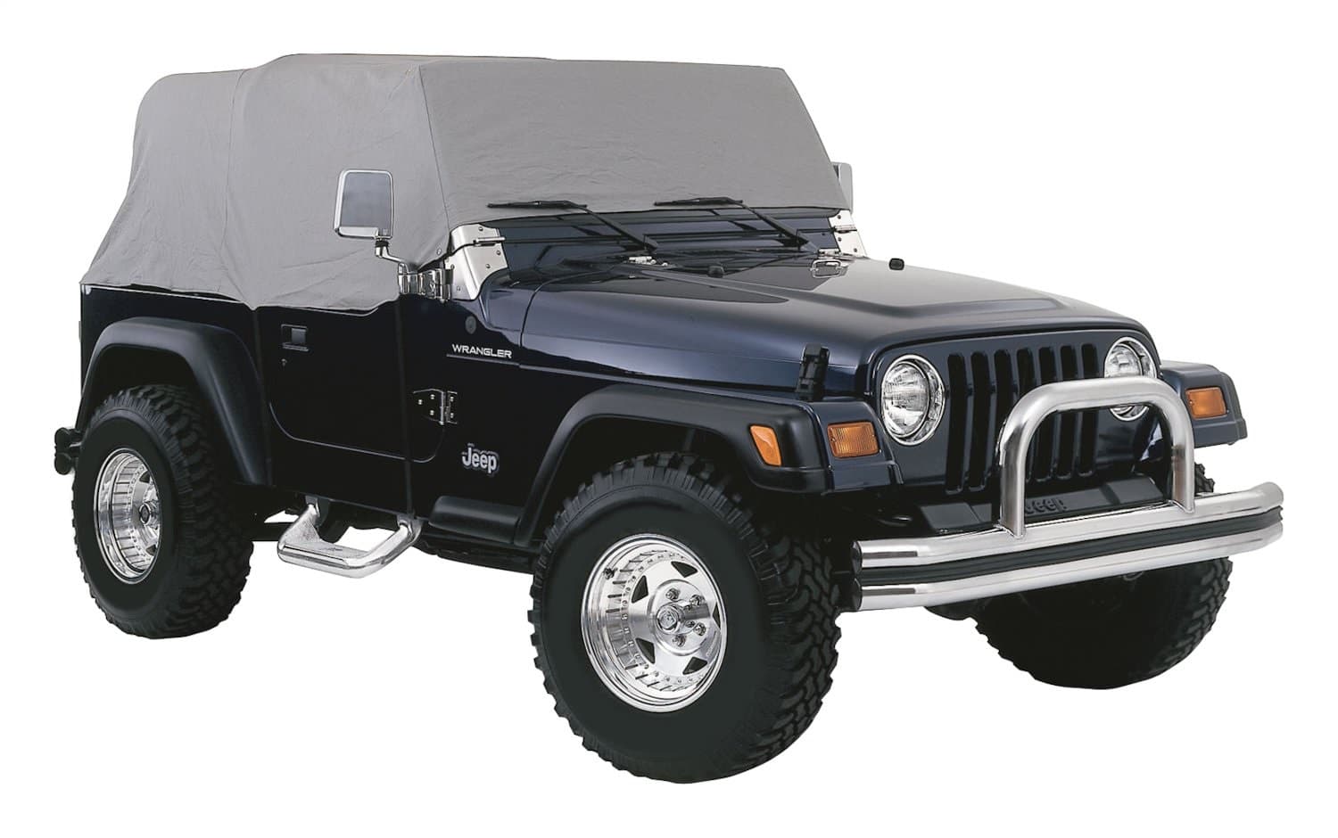 Crown Automotive Jeep Replacement 1992-1995 Wrangler YJ Unlimited or 2-Door models; Grey; 3 Layer; Covers the top cab only 1997-2006 Wrangler TJ Unlimited or 2-Door models; Grey; 3 Layer; Covers the top cab only