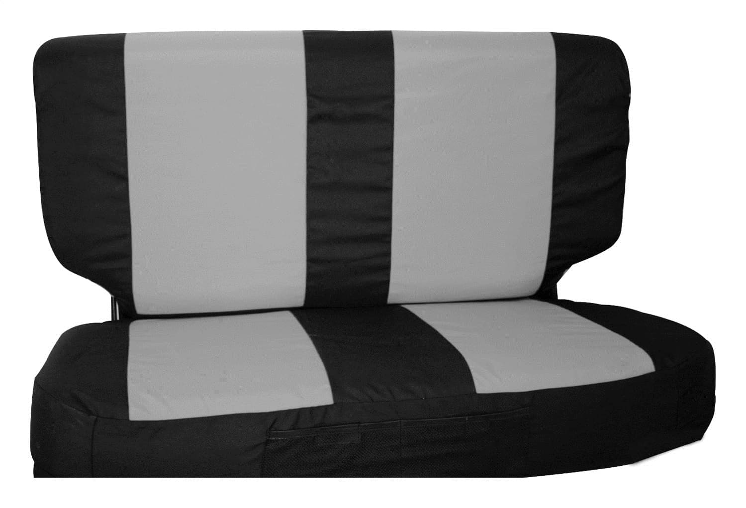 Crown Automotive Jeep Replacement 1997-2002 Wrangler TJ Black & Gray - Includes: 1 Rear Black/Gray Polycanvas Seat Cover and 2 Seat Belt Pads 1987-1995 Wrangler YJ Black & Gray - Includes: 1 Rear Black/Gray Polycanvas Seat Cover and 2 Seat Belt Pads