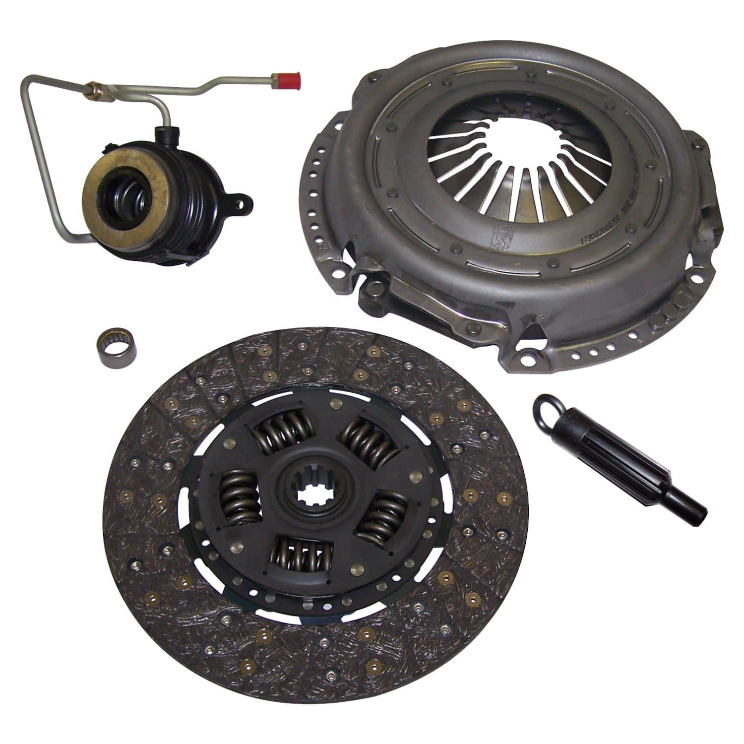 Crown Automotive Jeep Replacement Clutch Kit; Incl. Clutch Disc/Pressure Plate/Clutch Release Bearing/Pilot Bearing/Clutch Fork/Alignment Tool; 10.5 in. Clutch Disc; 10 Splines; 1.125 in. Spline Dia.;
