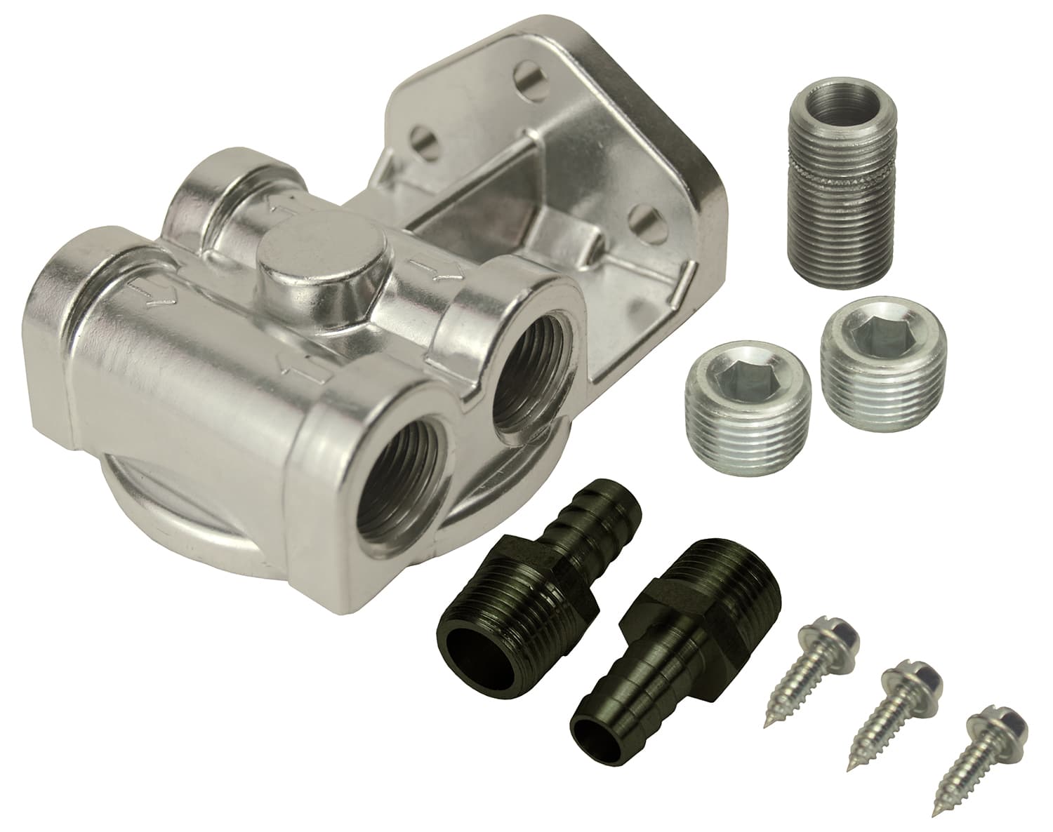 Derale Derale 15729 Single Side Ports 1/2 NPT Filter Mount Kit with 13/16-16 Filter Thread