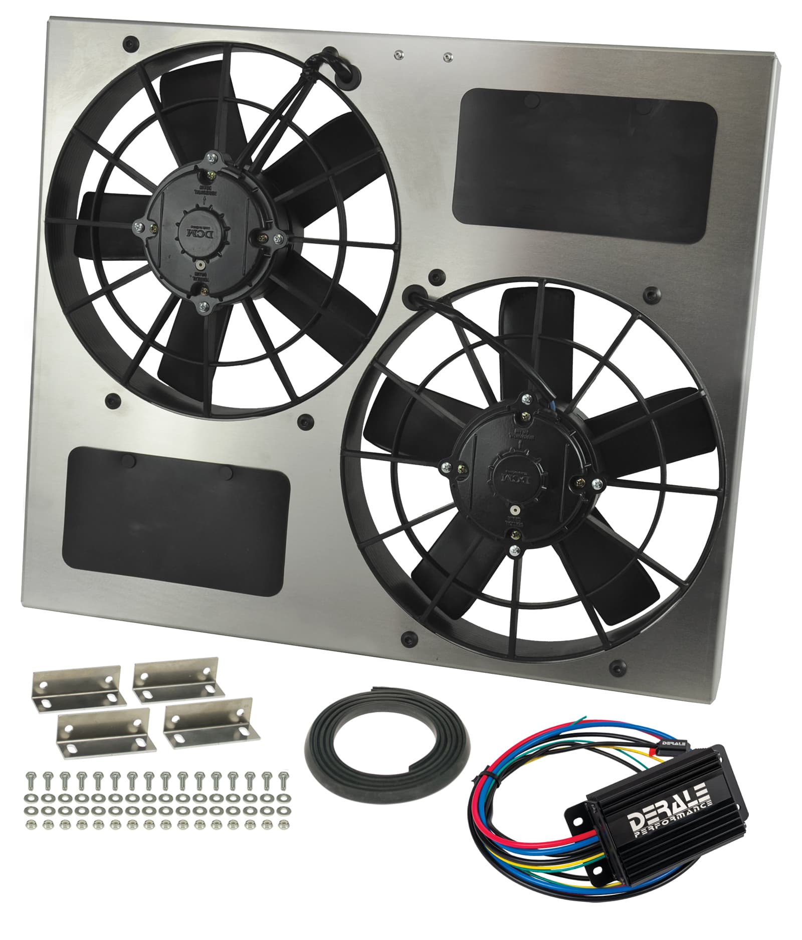 Derale Derale 66830 Powerpack - High Output Dual 11 RAD Fan/Alum Shroud Kit w/ PWM Controller