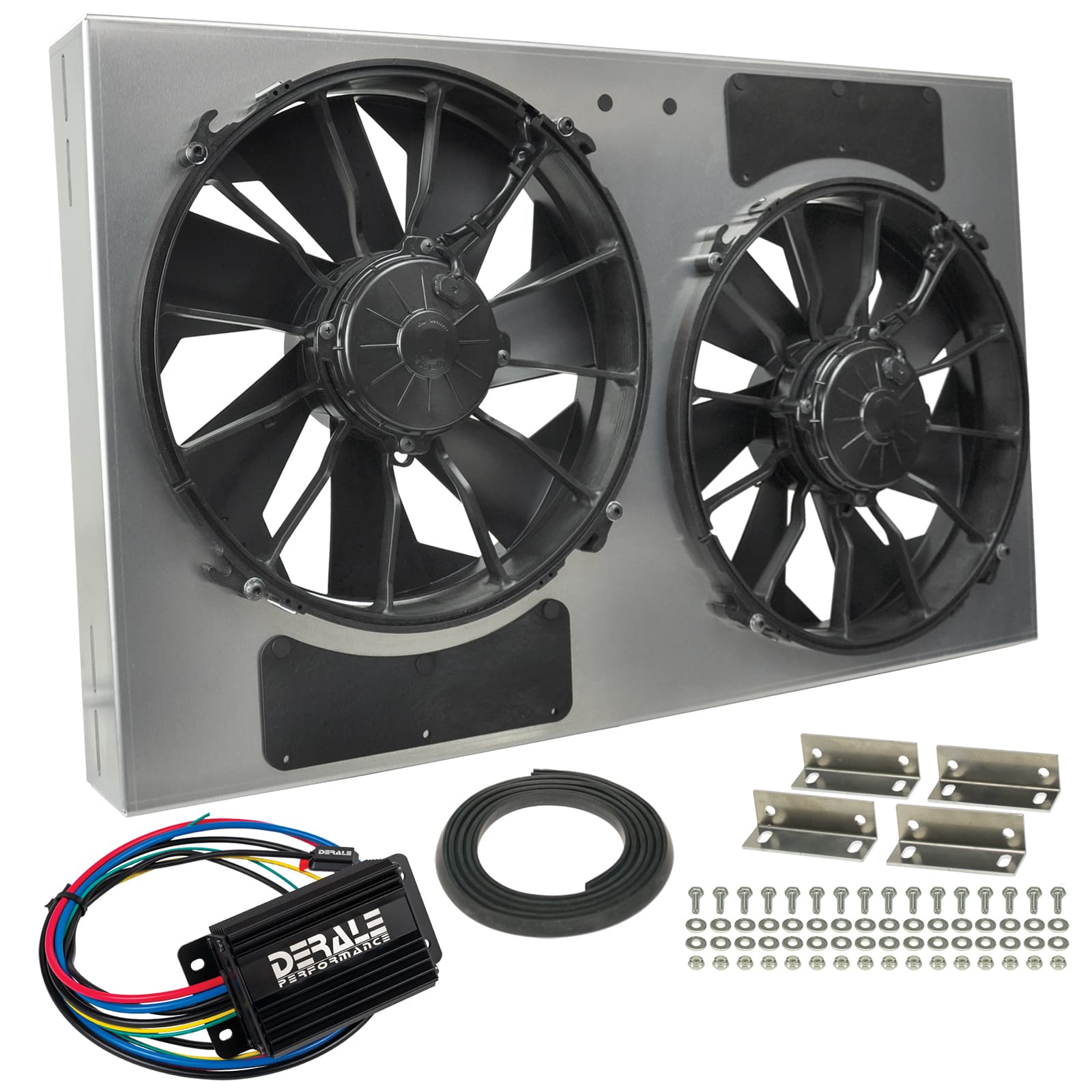 Derale 66838 Powerpack - High Output Dual 12 RAD Fan/Alum Shroud Kit w/ PWM Controller product image