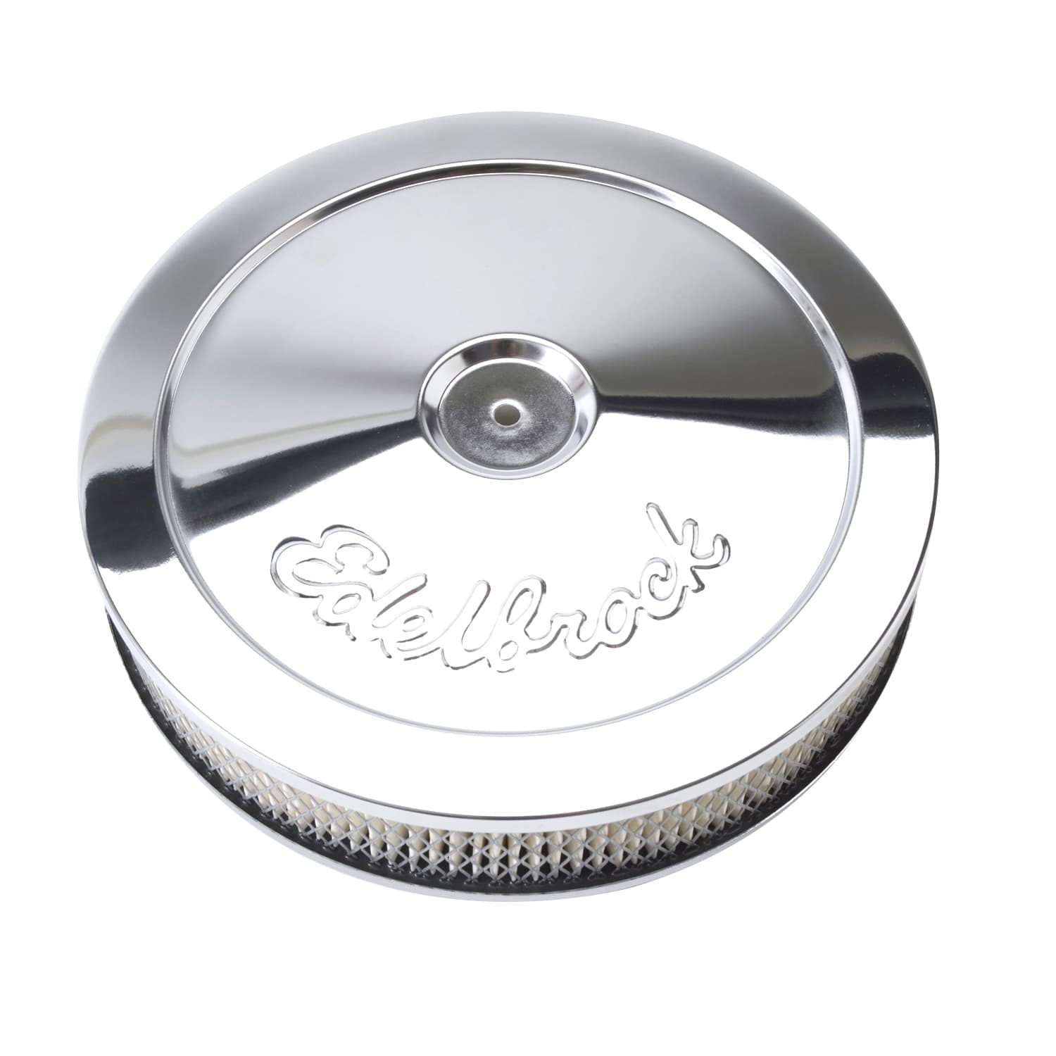 Edelbrock 1208 Pro-Flo Chrome 10 Round Air Cleaner with 2 Paper Element (Deep Flange) product image