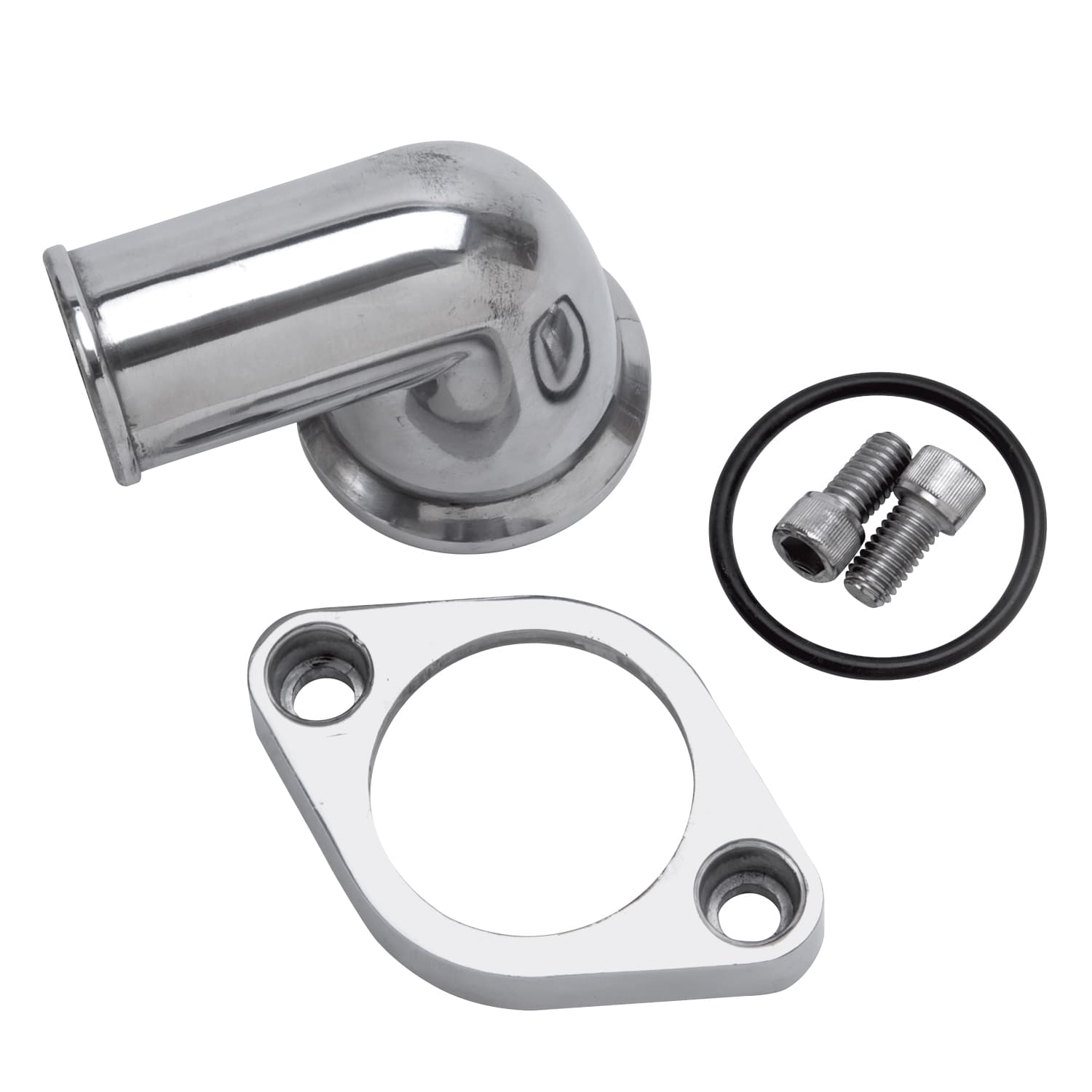 Edelbrock 4818 Edelbrock 90 Deg. Polished Aluminum Waterneck for Chevy 4.3L V6 & Chevy V8 product image