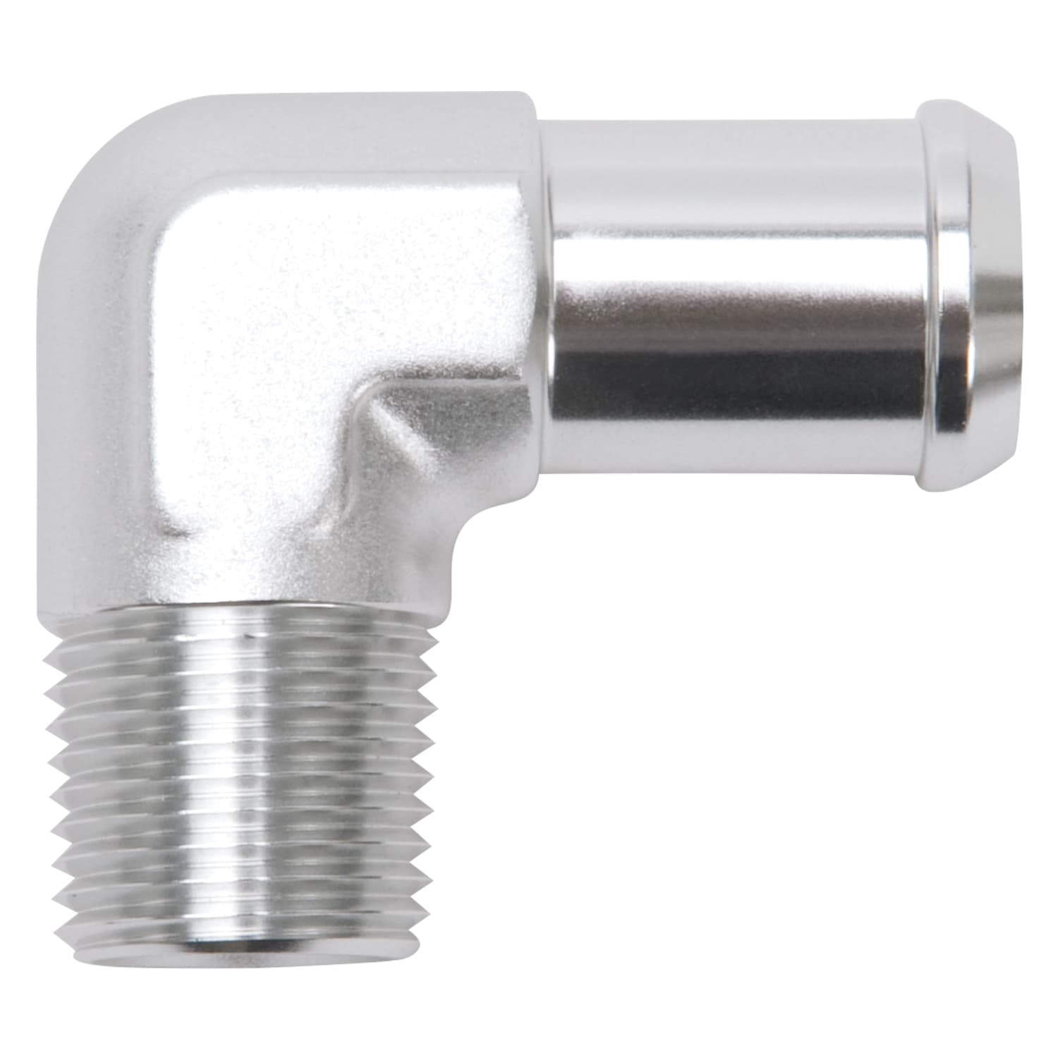 Edelbrock 8166 Heater Hose End Fitting - 90Ã‚° with 1/2 NPT and 3/4 Barb. product image