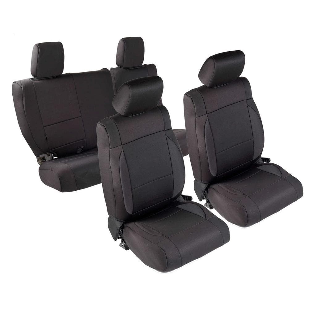 Smittybilt 0812 WRANGLER JK 4 DR NEOPRENE FRONT AND REAR SEAT COVER SET; BLACK/BLACK