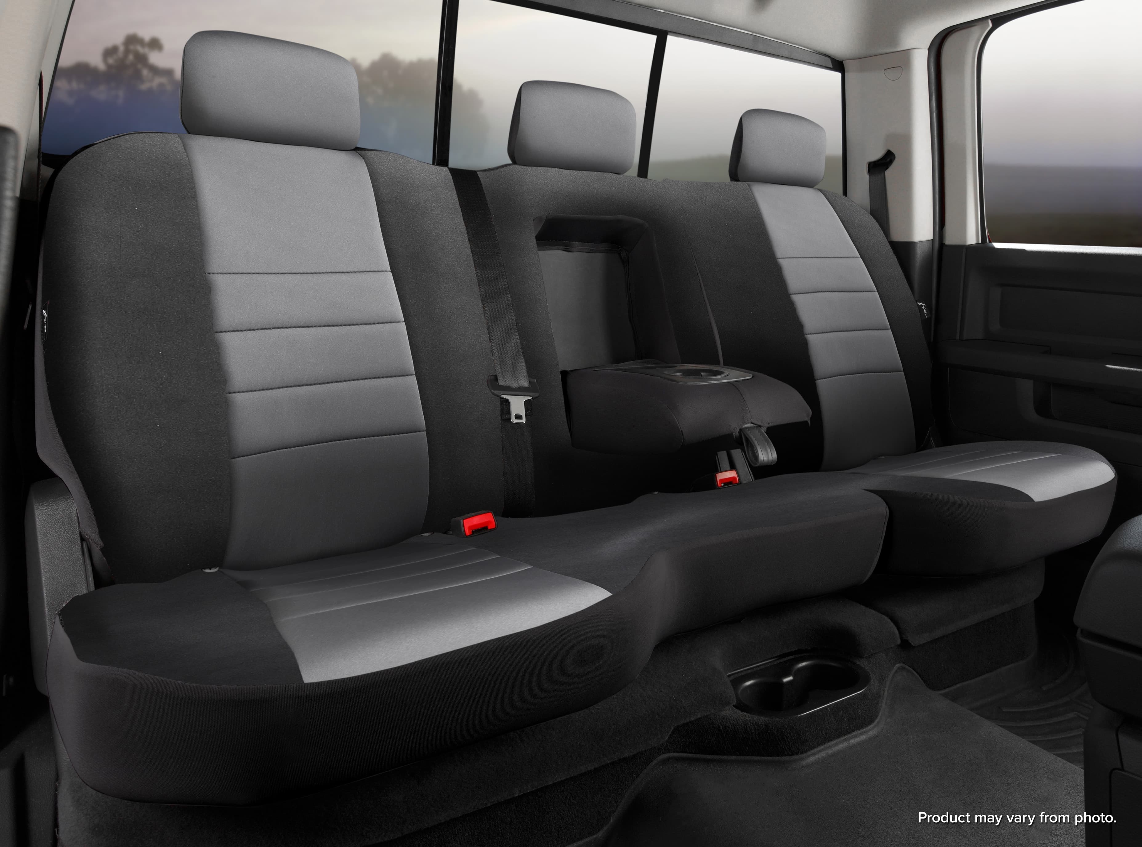 FIA FIA NP95-2 GRAY NP90 Series - Neoprene Custom Fit Rear Seat Cover- Black/Gray Center Panel