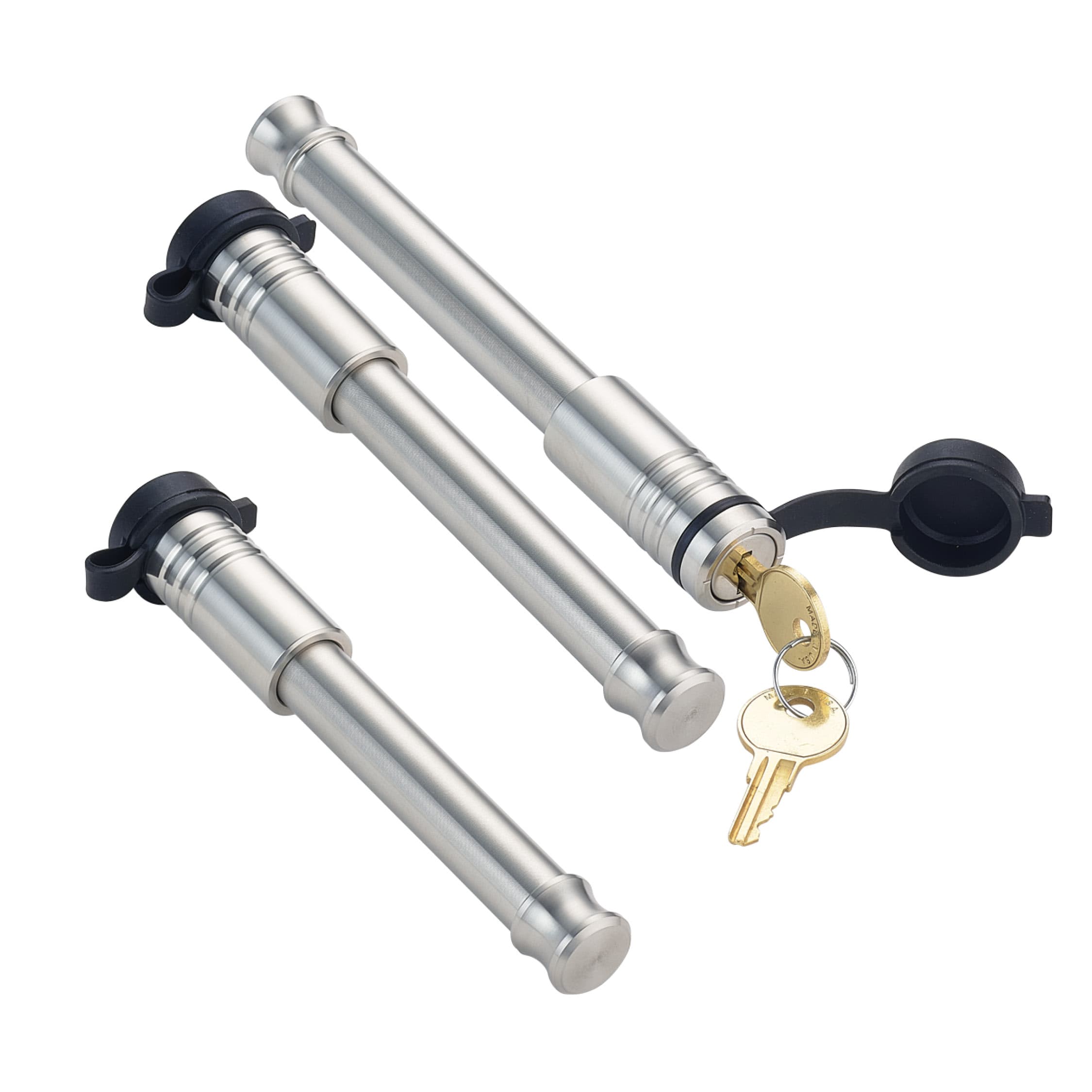 3 Pack Mixed - (2) 5/8 x 3-5/8 Span Hitch Locks (1) 5/8 x 3-1/8 Span 2.5 Receiver Lock Fitment: Mega Duty 21K product image