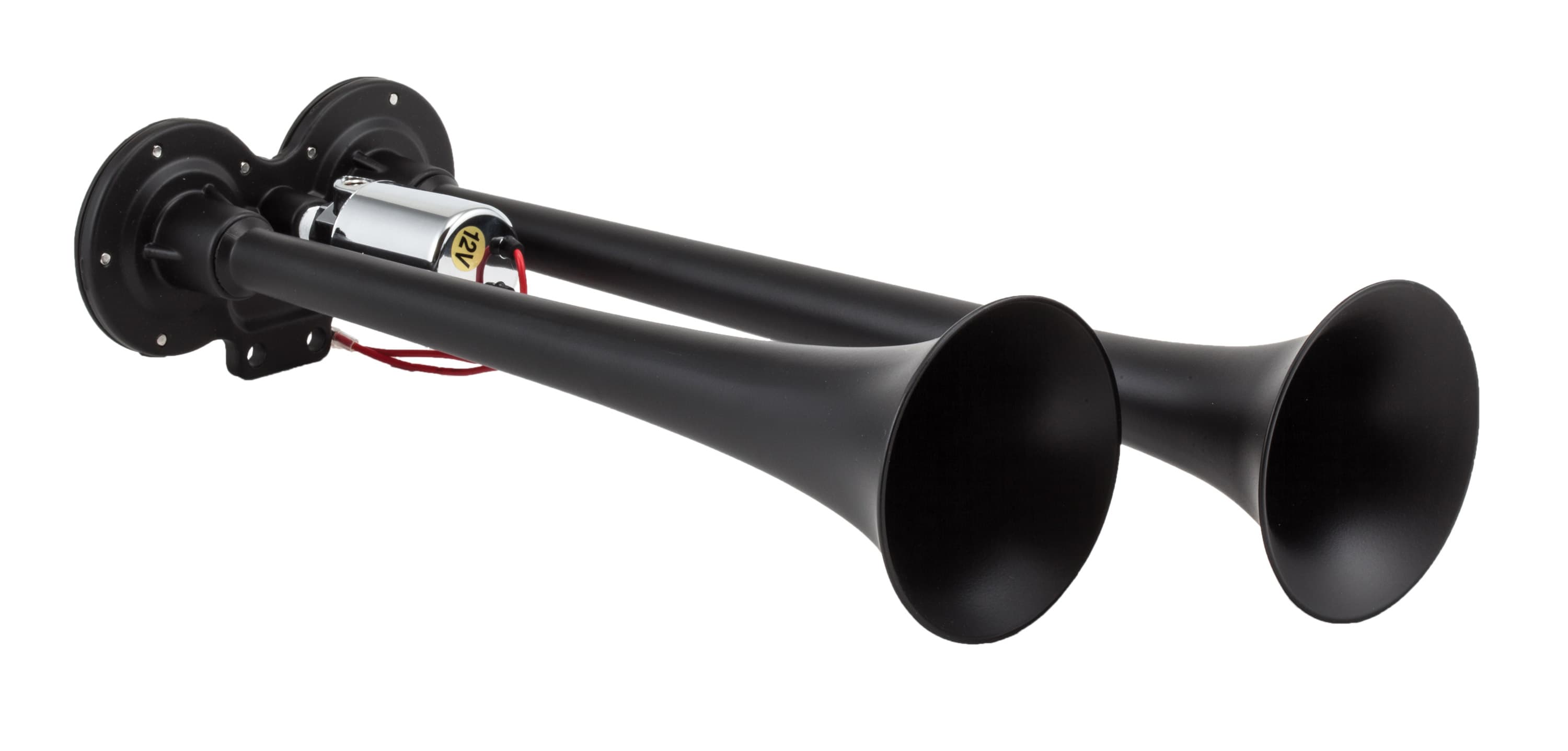 Black Dual Horn; 15 in. / 12.25 in. Trumpets; XCR2.0 Coated Zinc Alloy;
