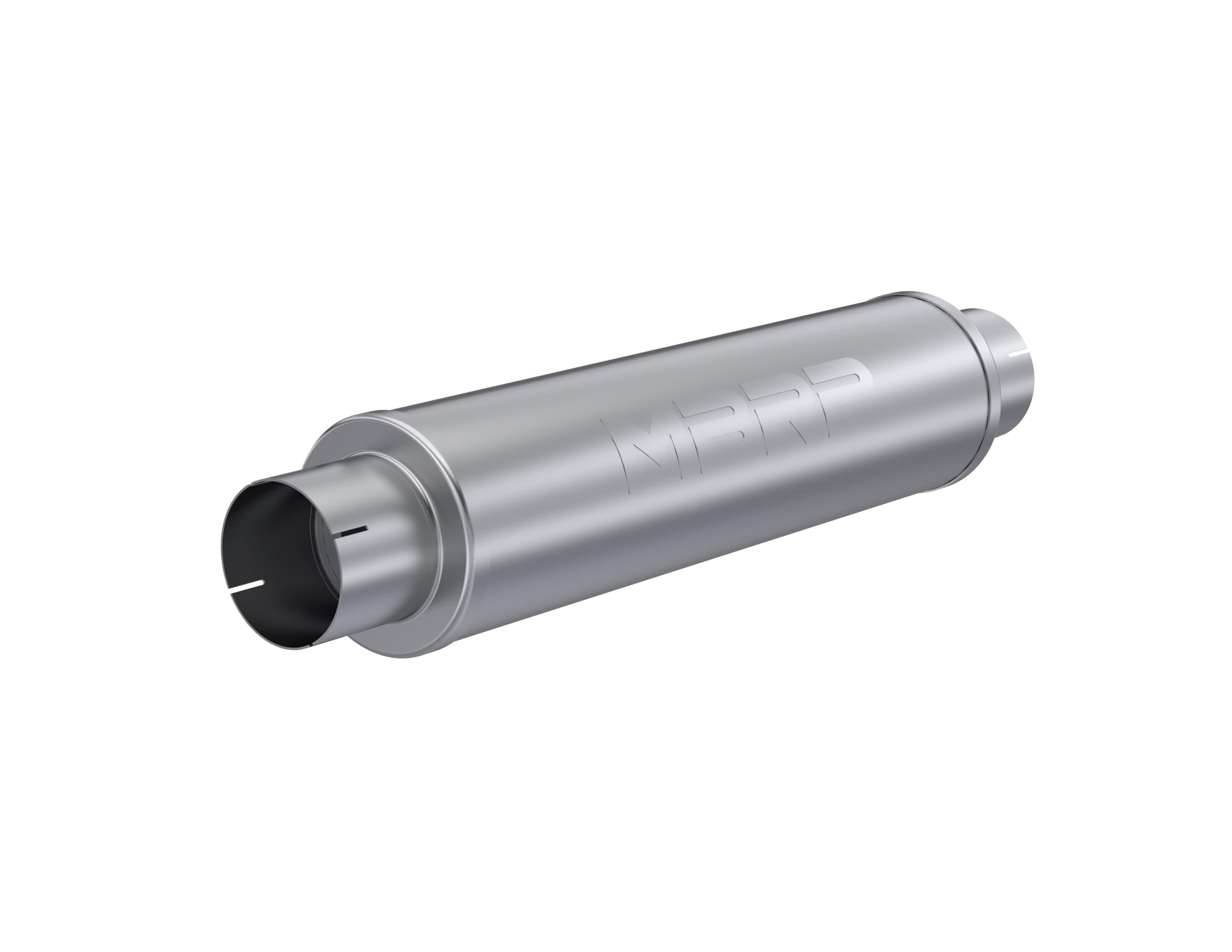 Armor Plus Quiet Tone Diesel Muffler; Round; 4 in. Inlet/Outlet; Body L-24 in.; Overall L-30 in.; Diameter-6 in.; T409 Stainless Steel; 4.5 in. Outlet Diameter Tip; product image